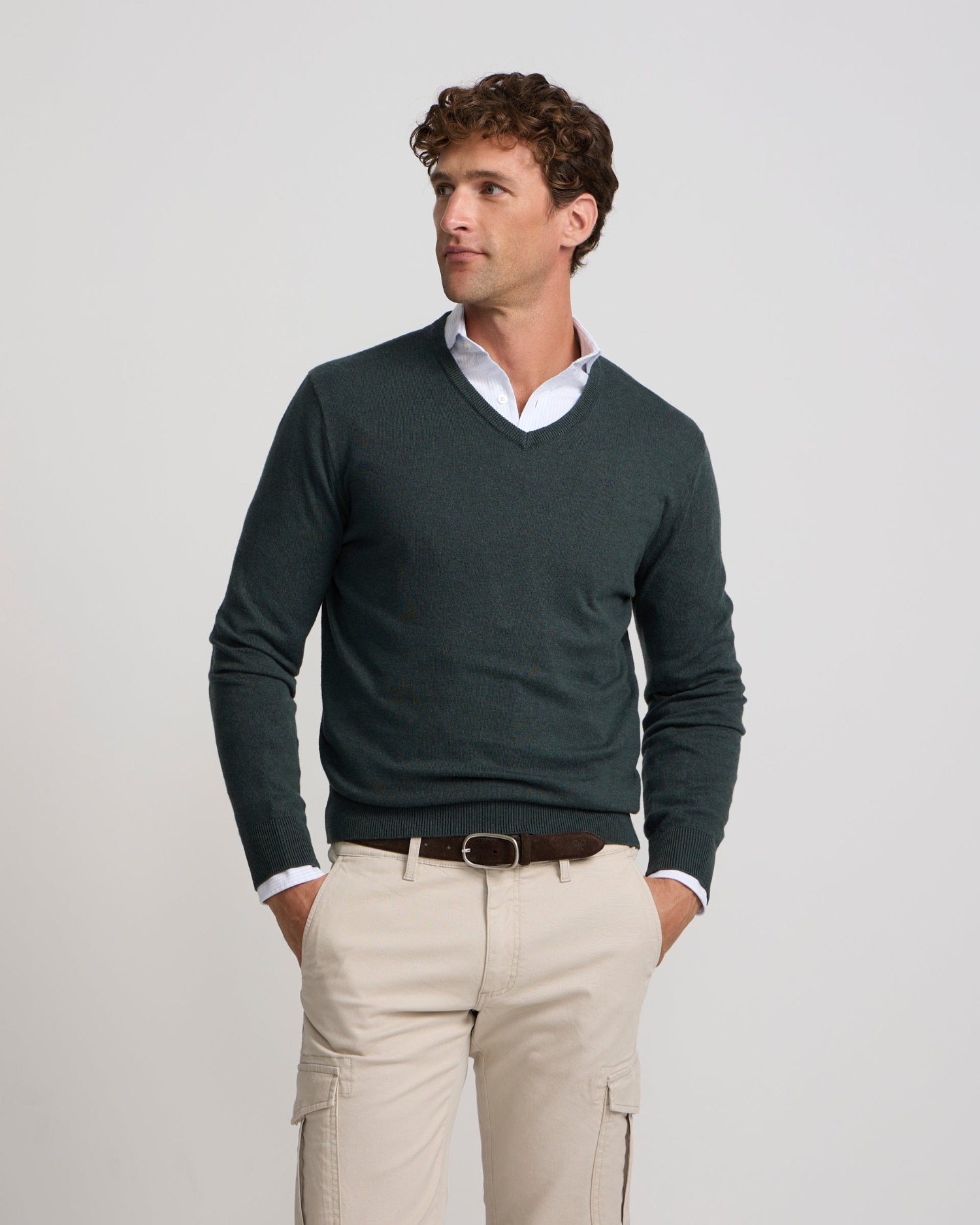 Jersey de hombre cuello pico - Silbon - Verde Verde-1