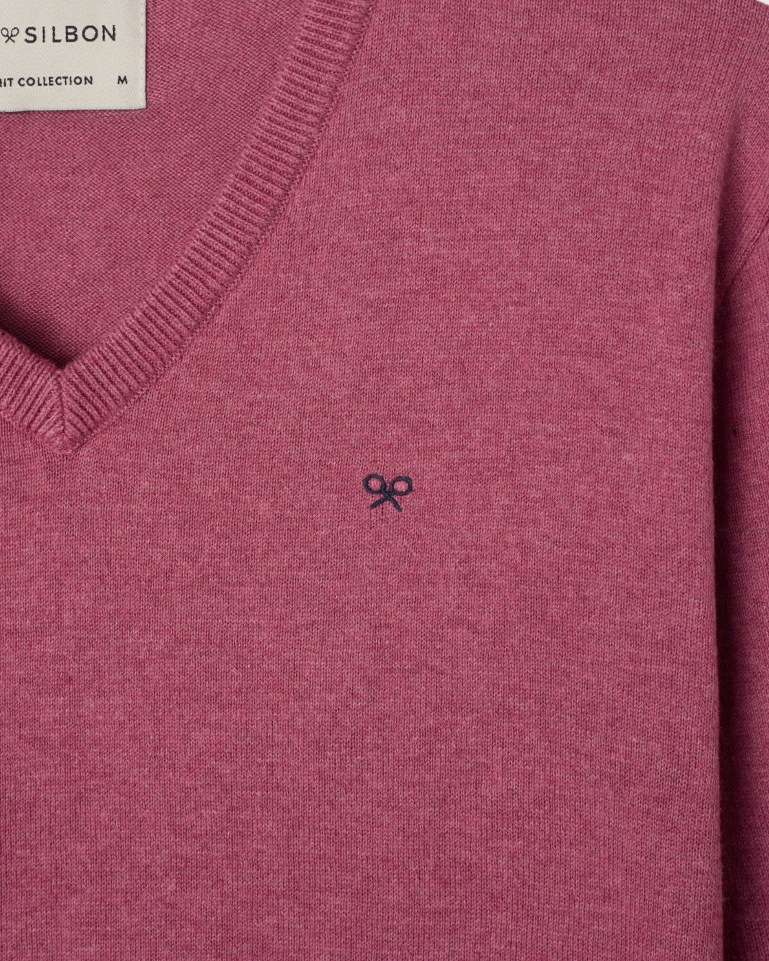 Jersey de hombre cuello pico - Silbon - Coral Coral-3