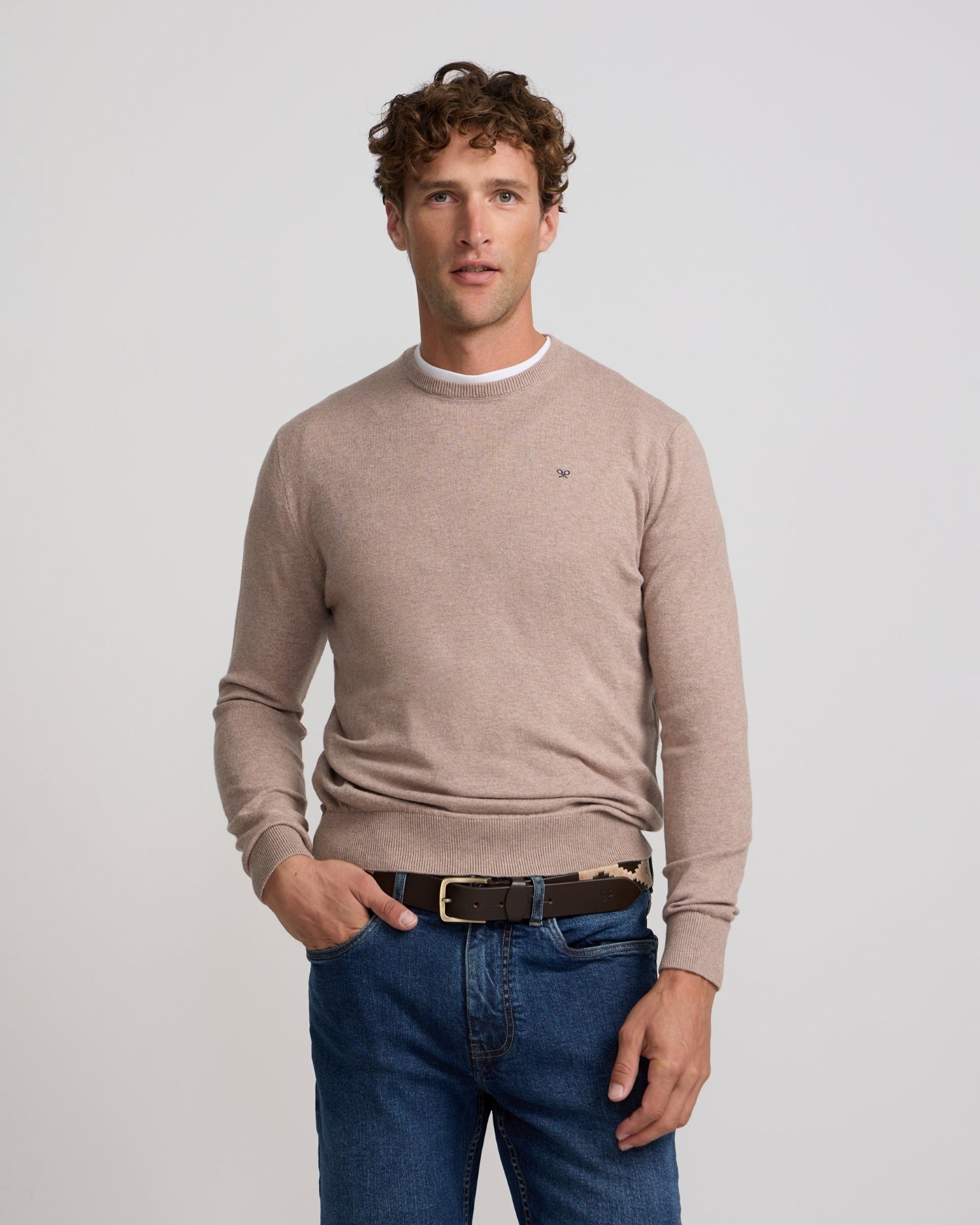 Imagen 0 de Jersey de hombre cuello redondo Beige