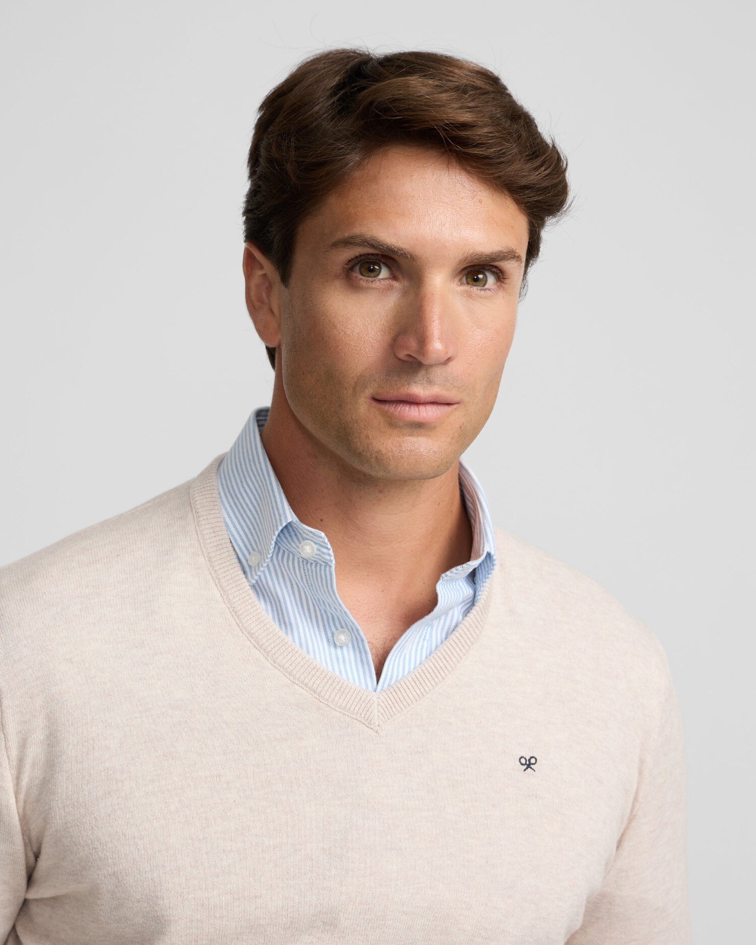 Jersey de hombre cuello pico - Silbon - Beige Beige-3