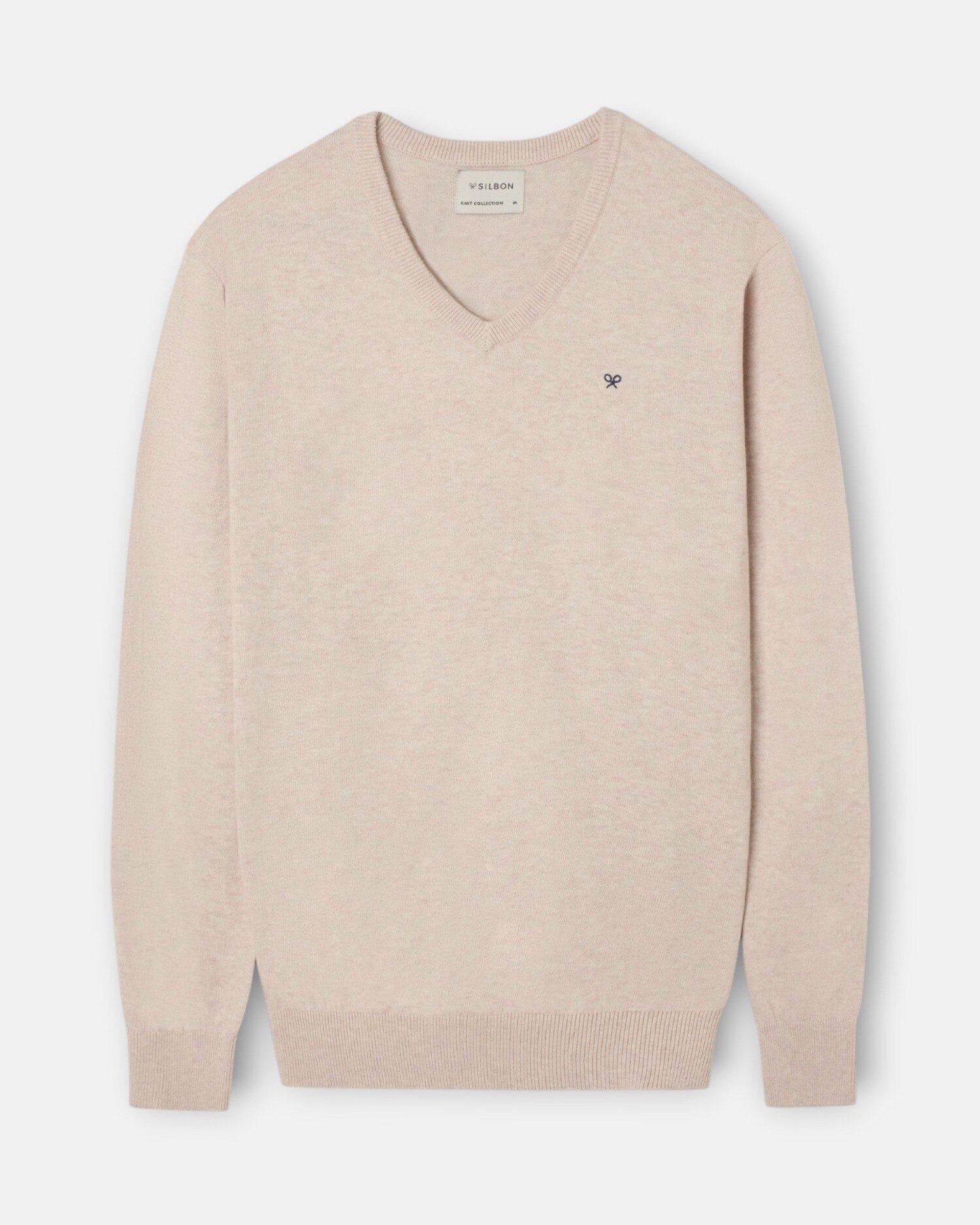Jersey de hombre cuello pico - Silbon - Beige Beige-5