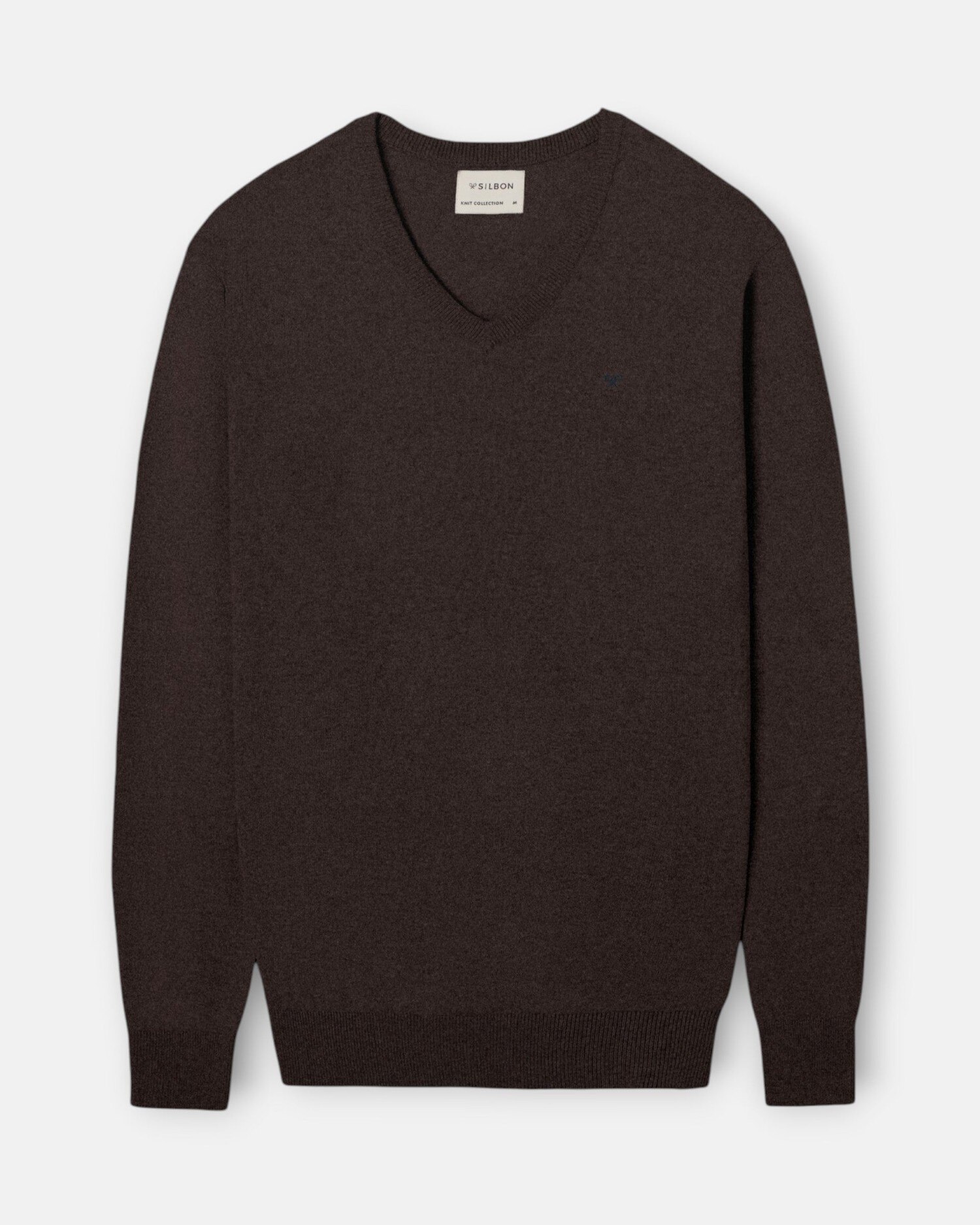 Jersey de hombre cuello pico - Silbon - Marrón Marrón-5