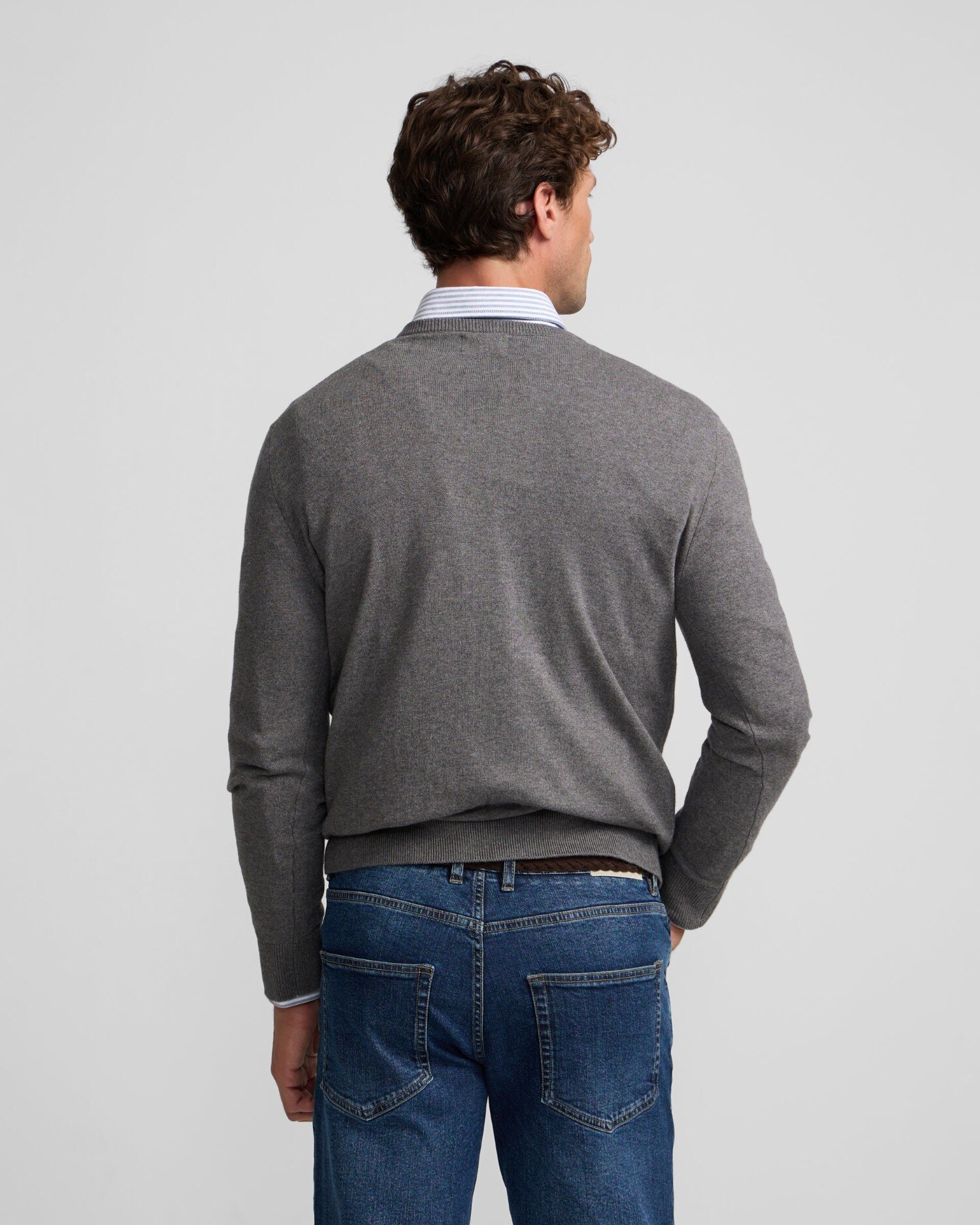 Jersey de hombre cuello pico - Silbon - Gris Gris-2