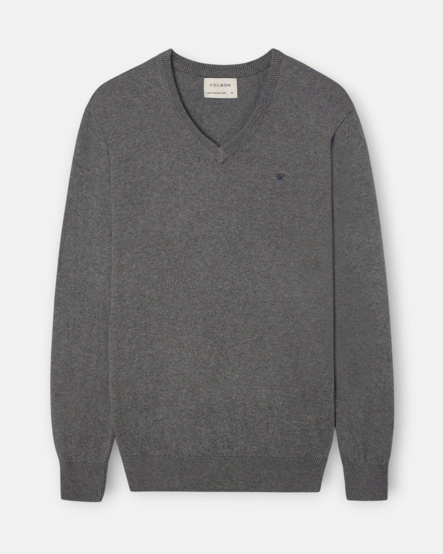 Jersey de hombre cuello pico - Silbon - Gris Gris-5