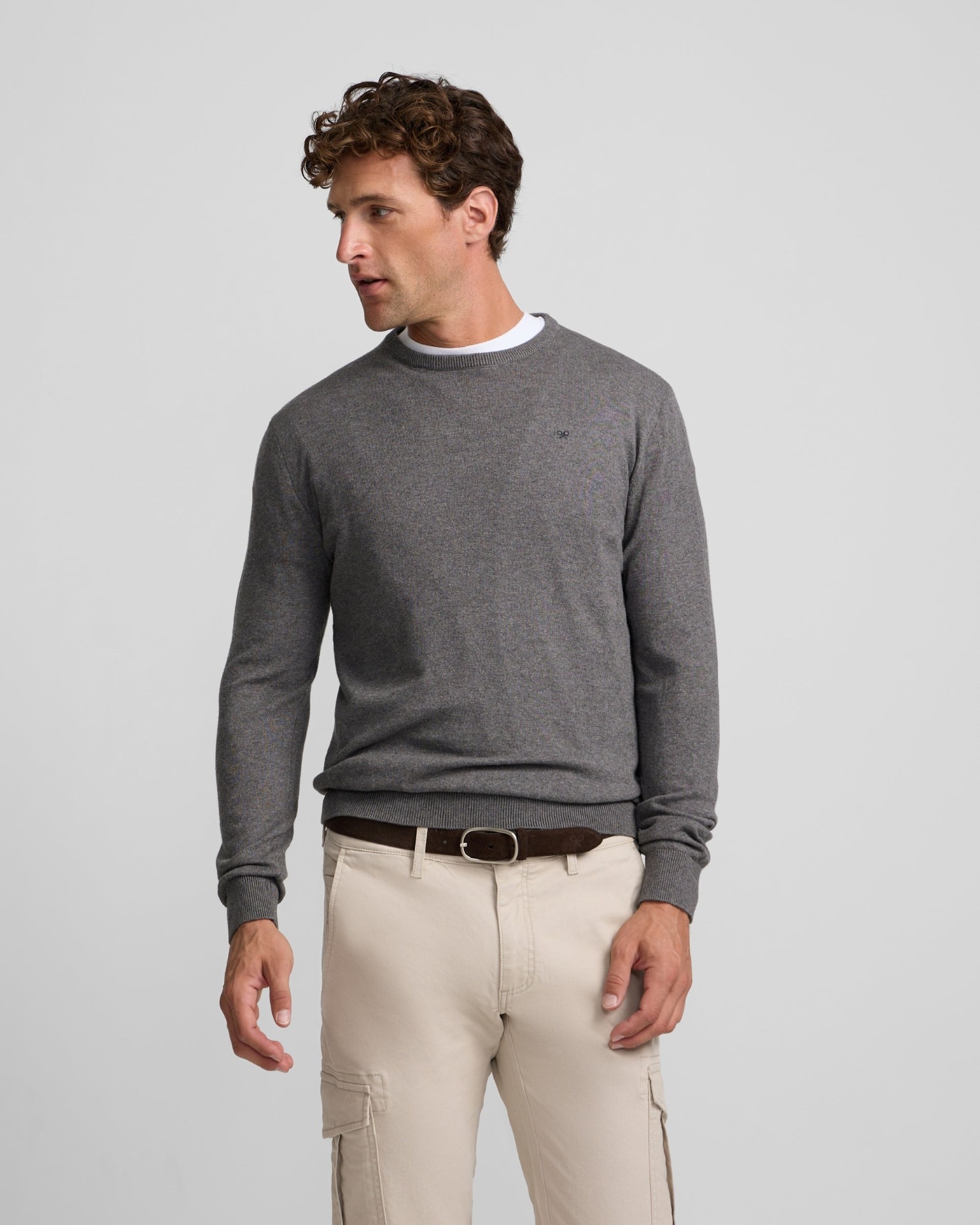Jersey de hombre cuello redondo - Silbon - Gris Gris-1
