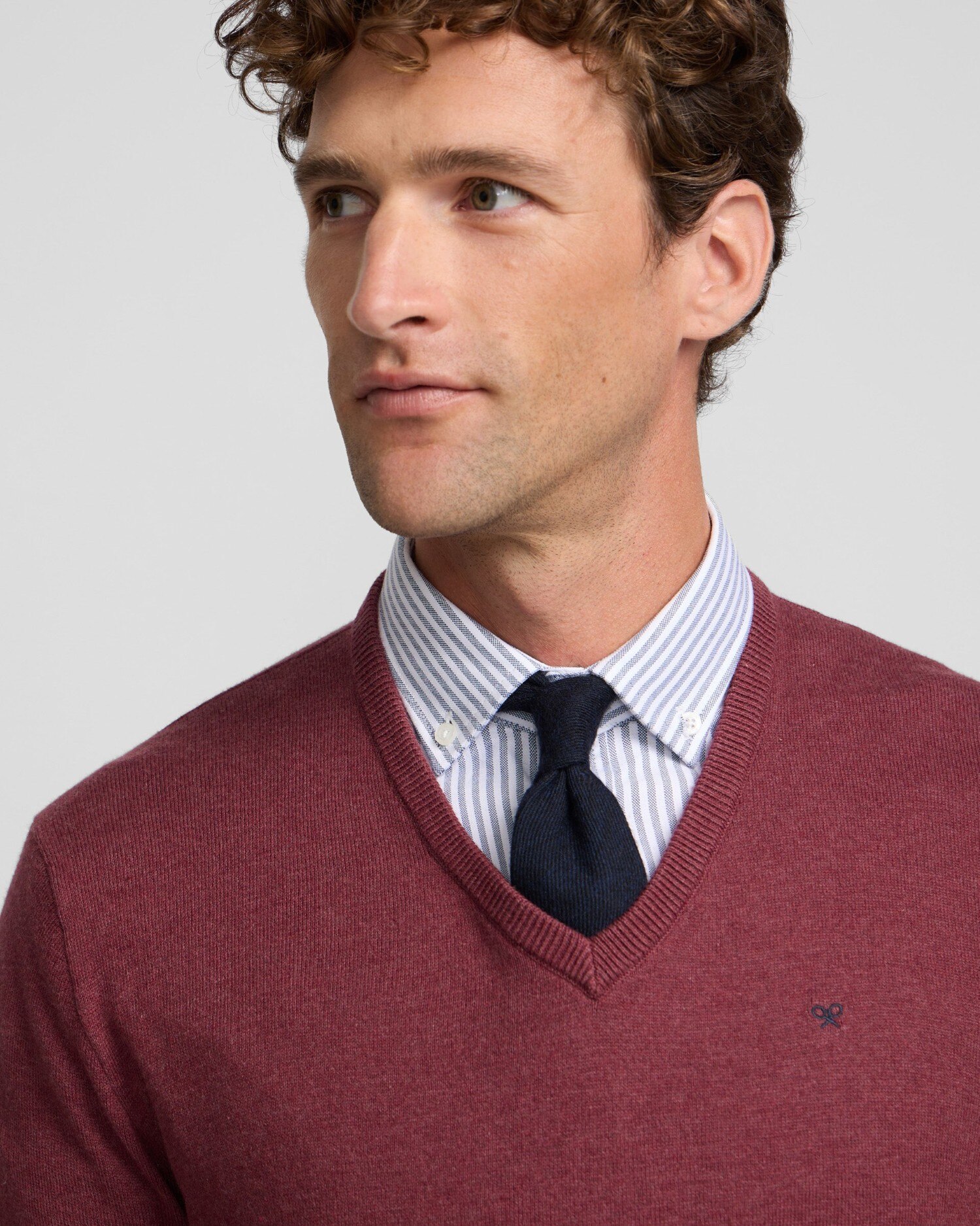 Jersey de hombre cuello pico - Silbon - Burdeos Burdeos-3