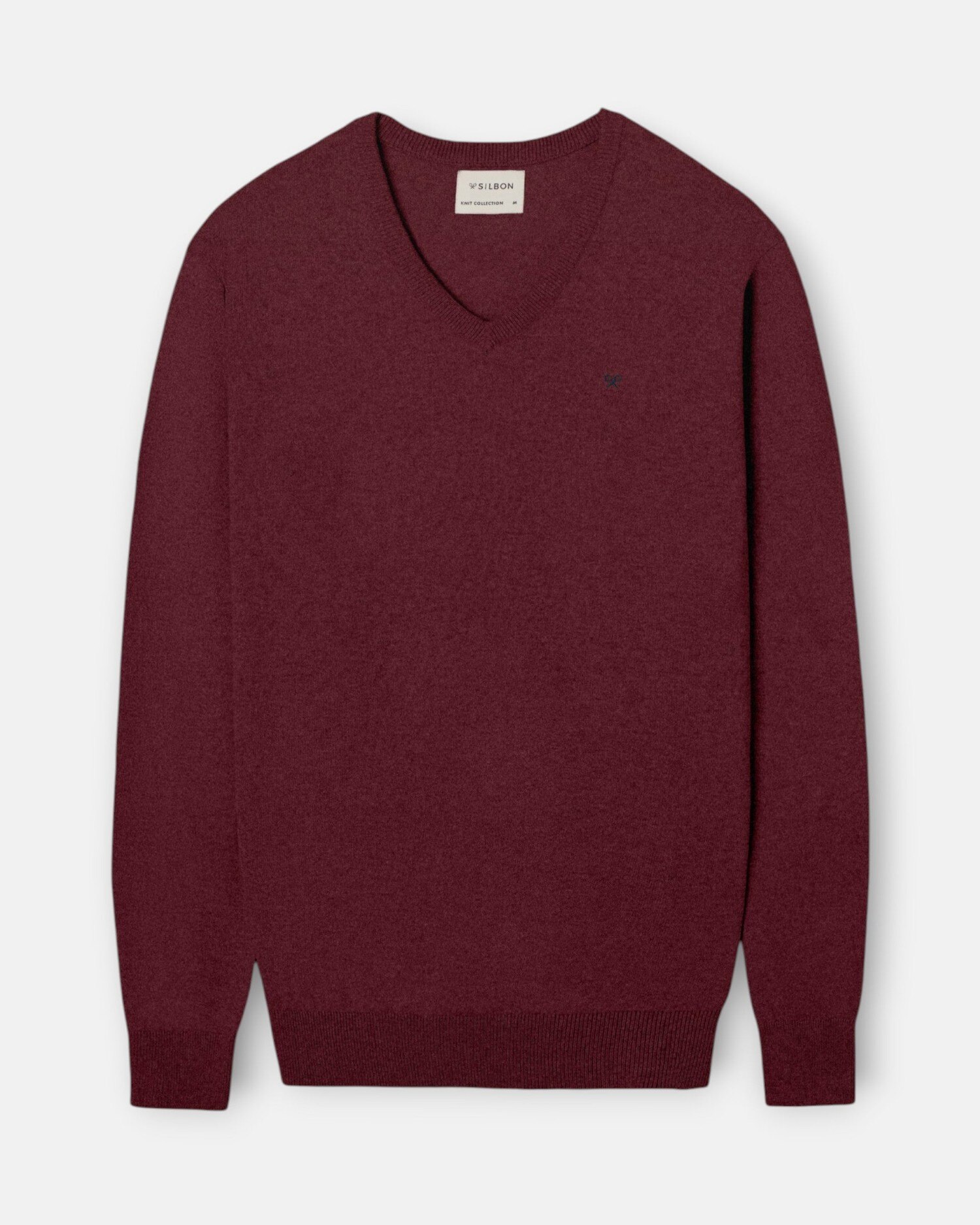 Jersey de hombre cuello pico - Silbon - Burdeos Burdeos-5