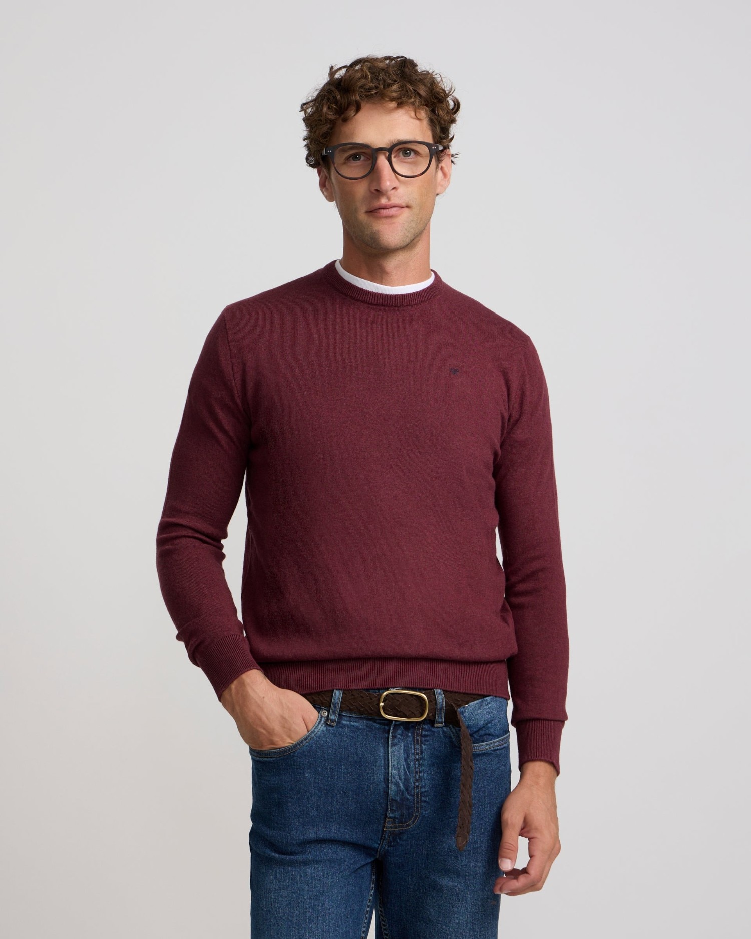 Jersey de hombre cuello redondo - Silbon - Burdeos Burdeos-1