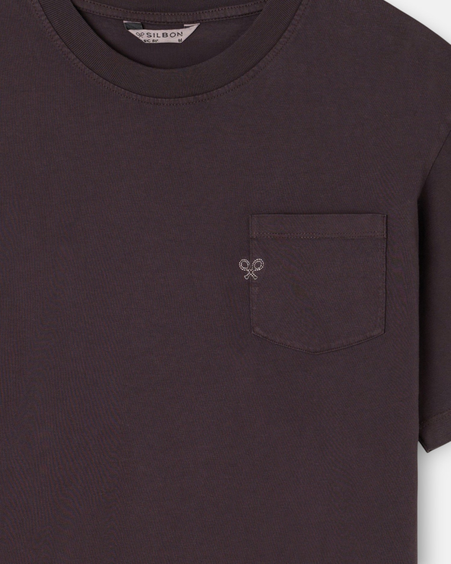 Imagen 2 de Camiseta de hombre garment dye con bolsillo - Silbon - Marrón Marrón