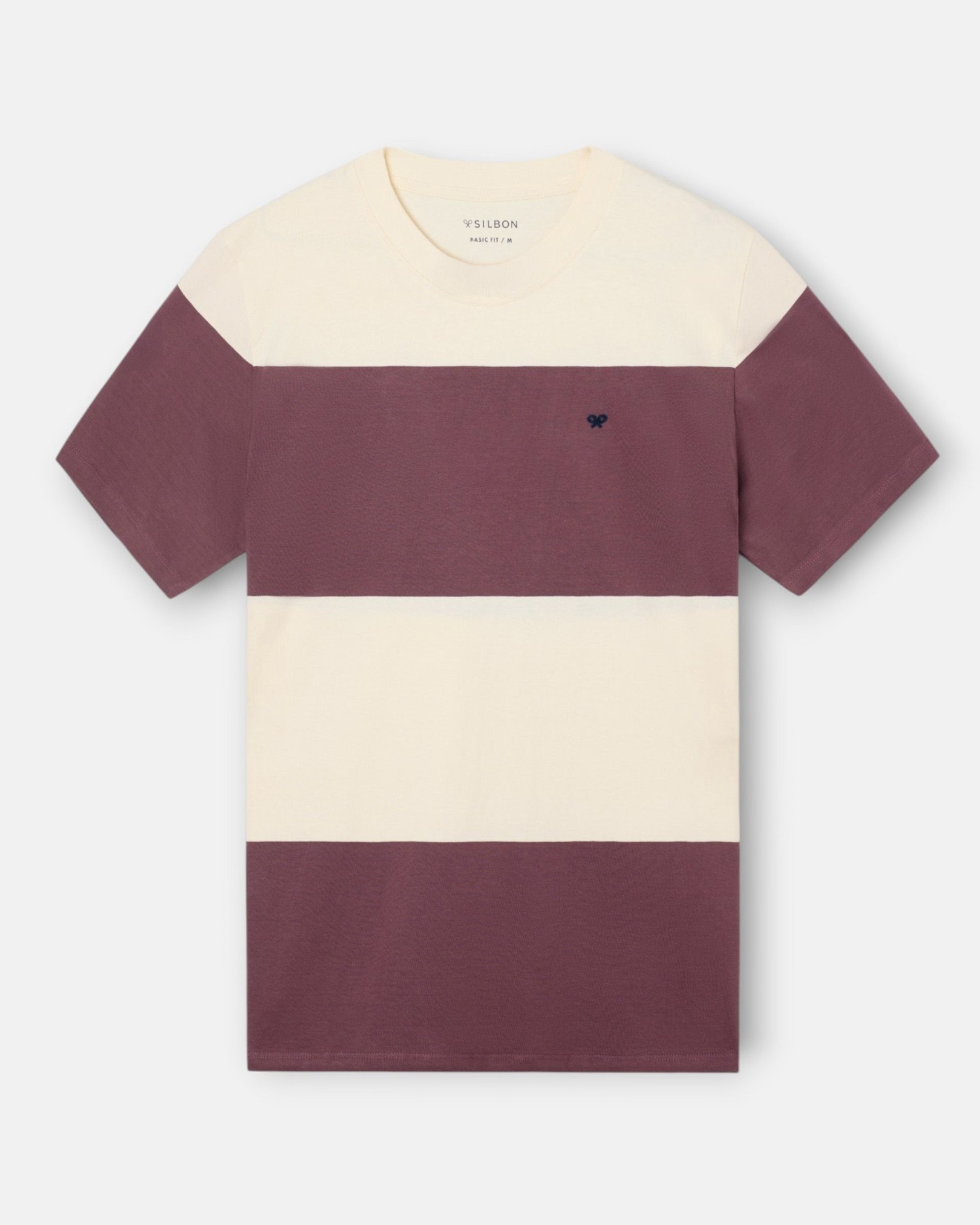 Imagen 5 de Camiseta de hombre de raya ancha - Silbon - Burdeos Burdeos