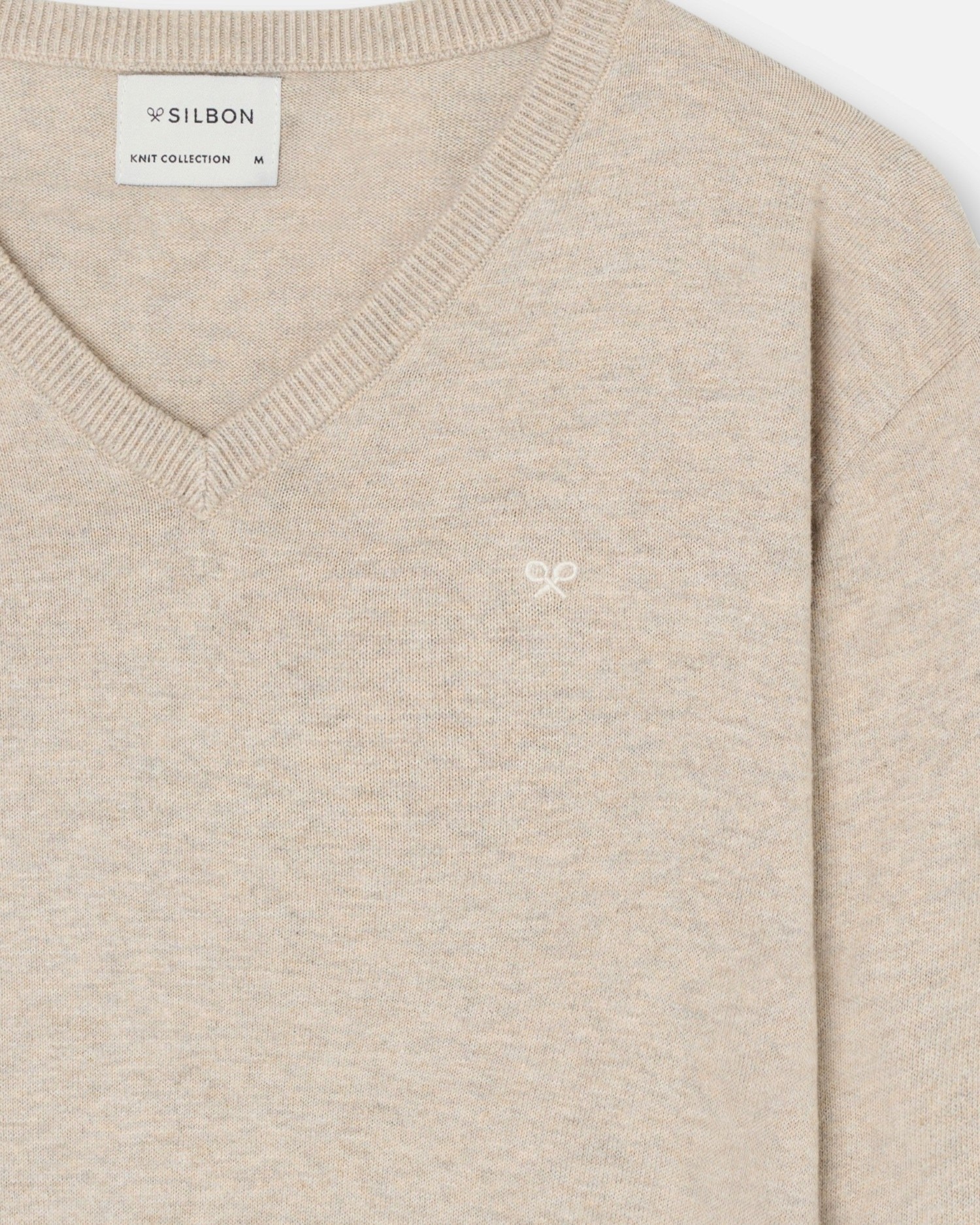 Imagen 3 de Jersey retro de hombre con cuello de pico - Silbon - Beige Beige