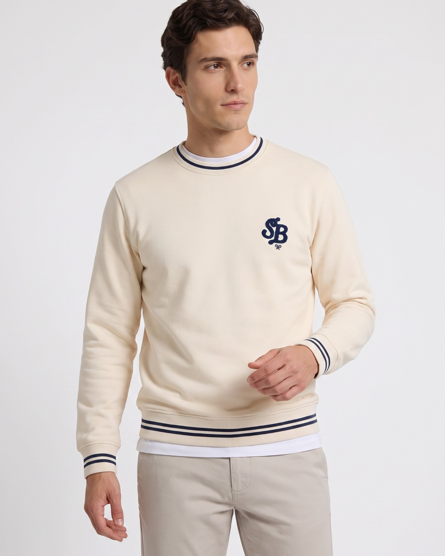 Sudadera de hombre sb de rizo - Silbon - Crema Crema-1