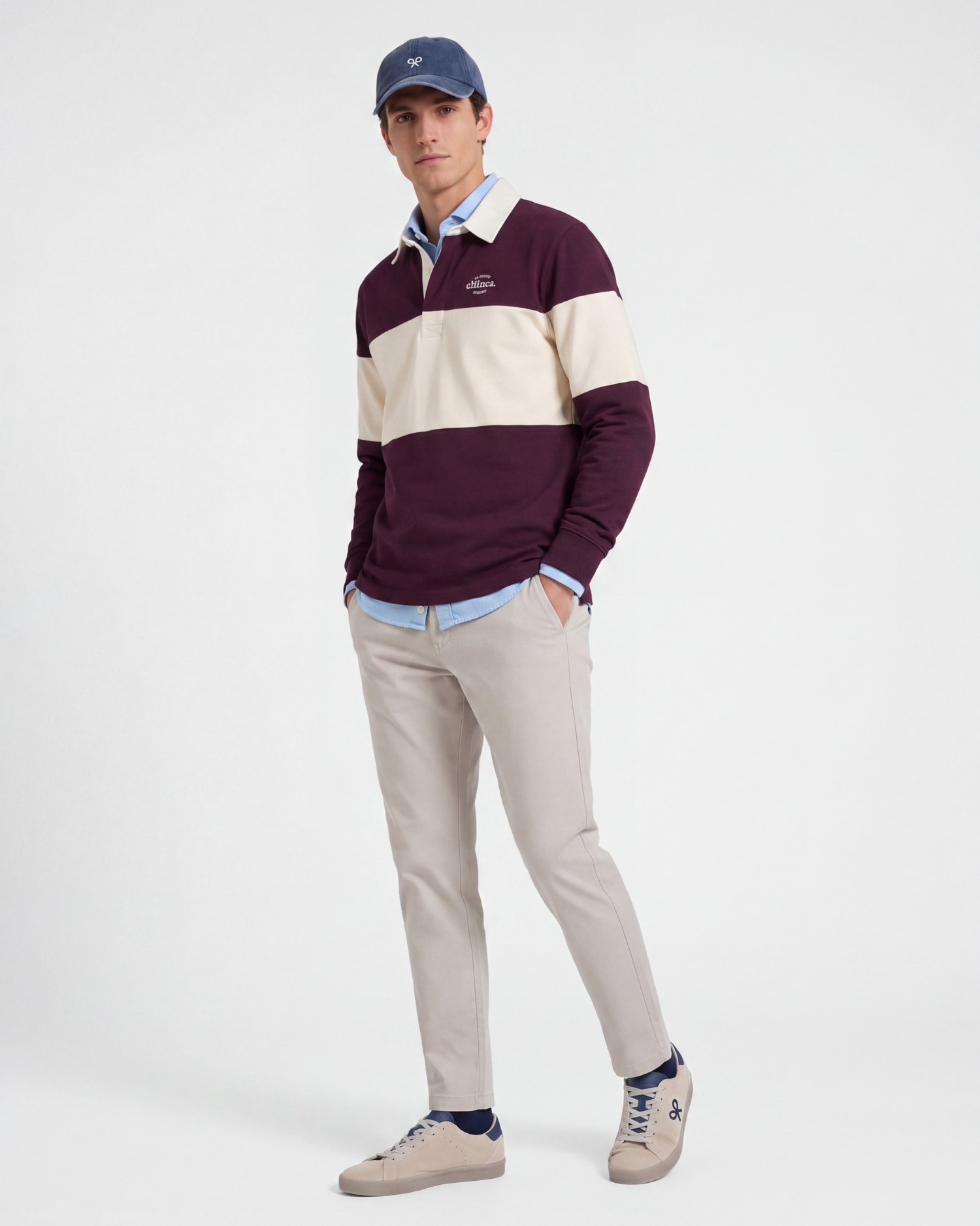 Imagen 3 de Sudadera relaxed de hombre con cuello polo - Silbon - Burdeos Burdeos