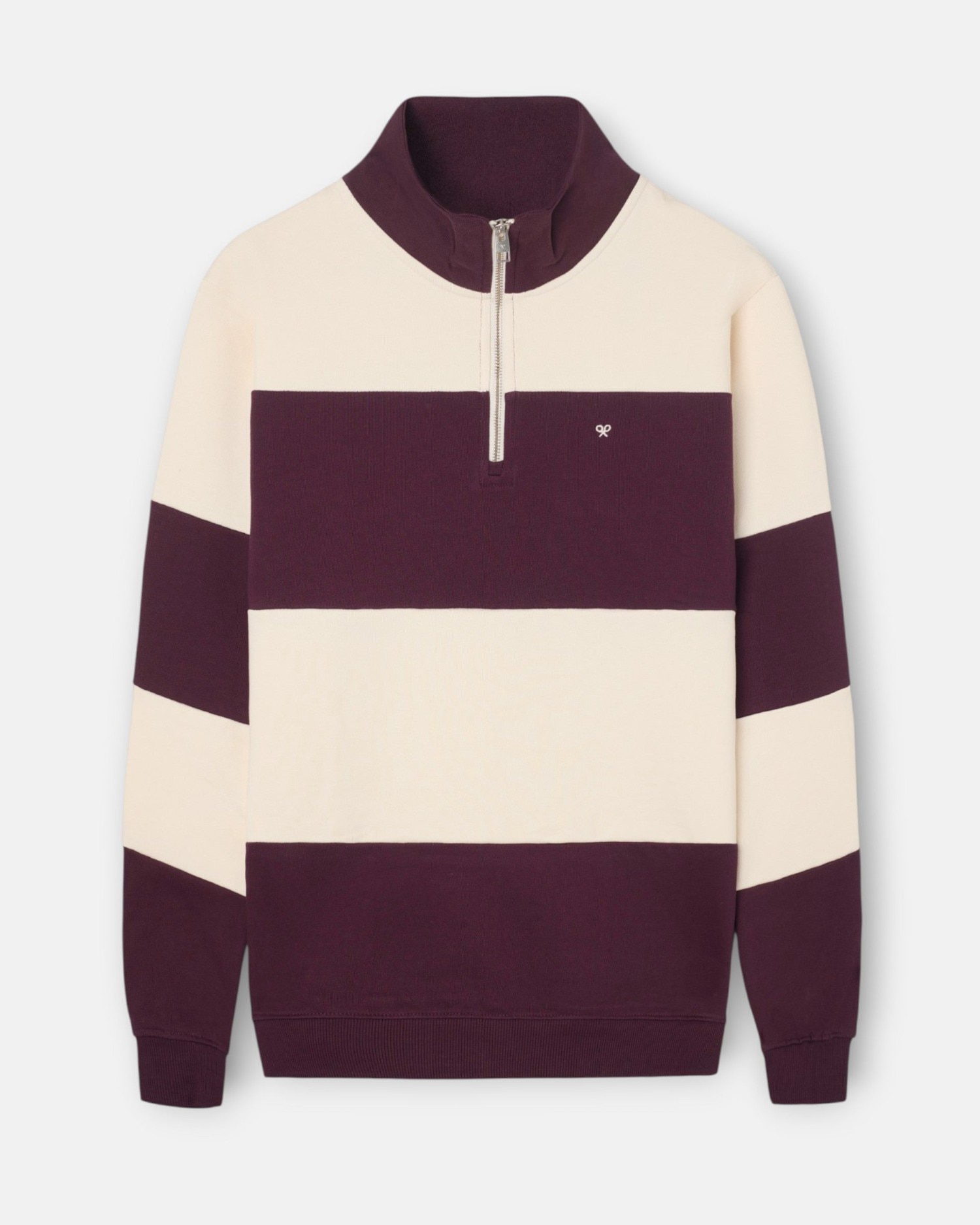 Imagen 0 de Sudadera de hombre media cremallera raya ancha Burdeos