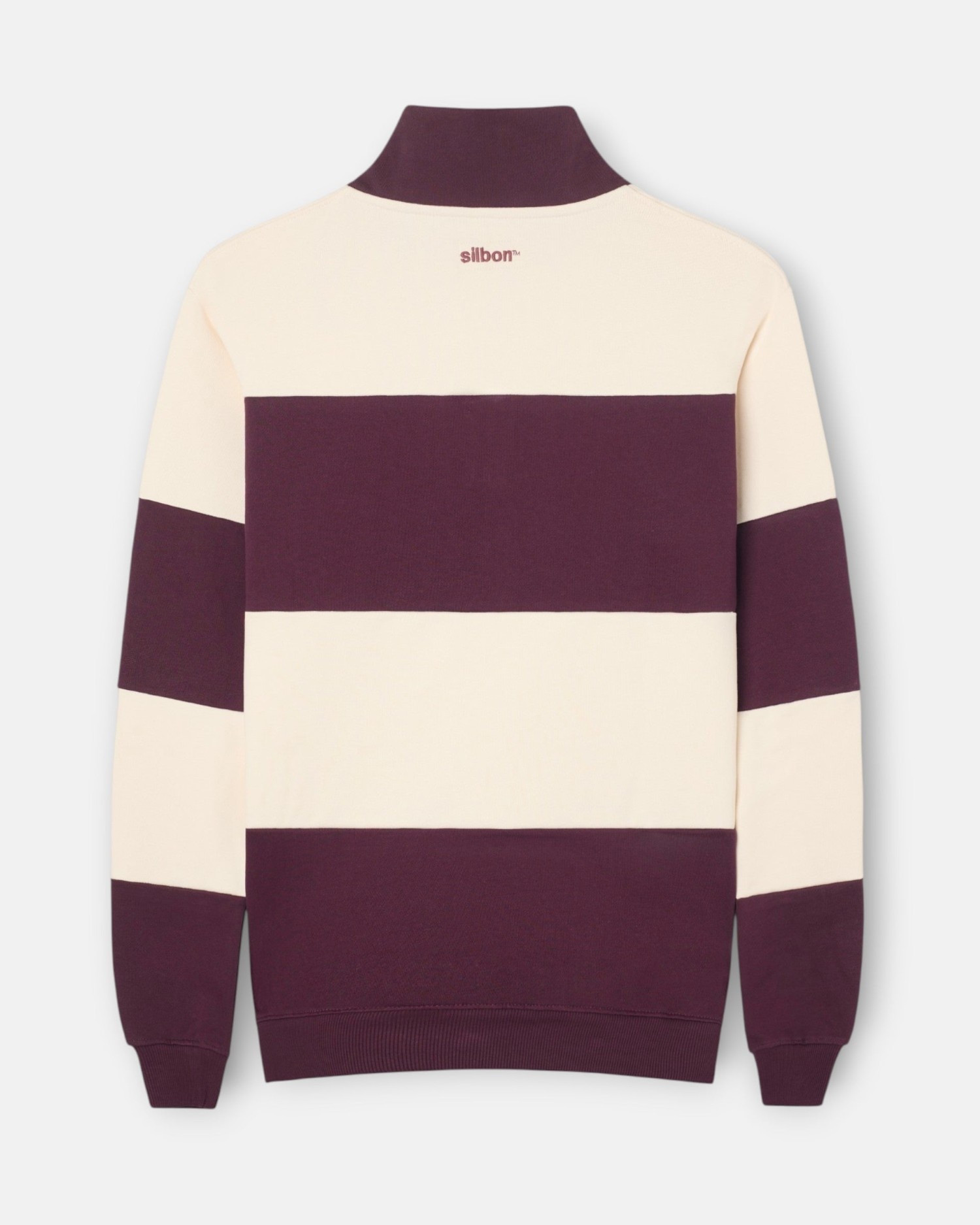 Sudadera de hombre media cremallera raya ancha - Silbon - Burdeos Burdeos-2