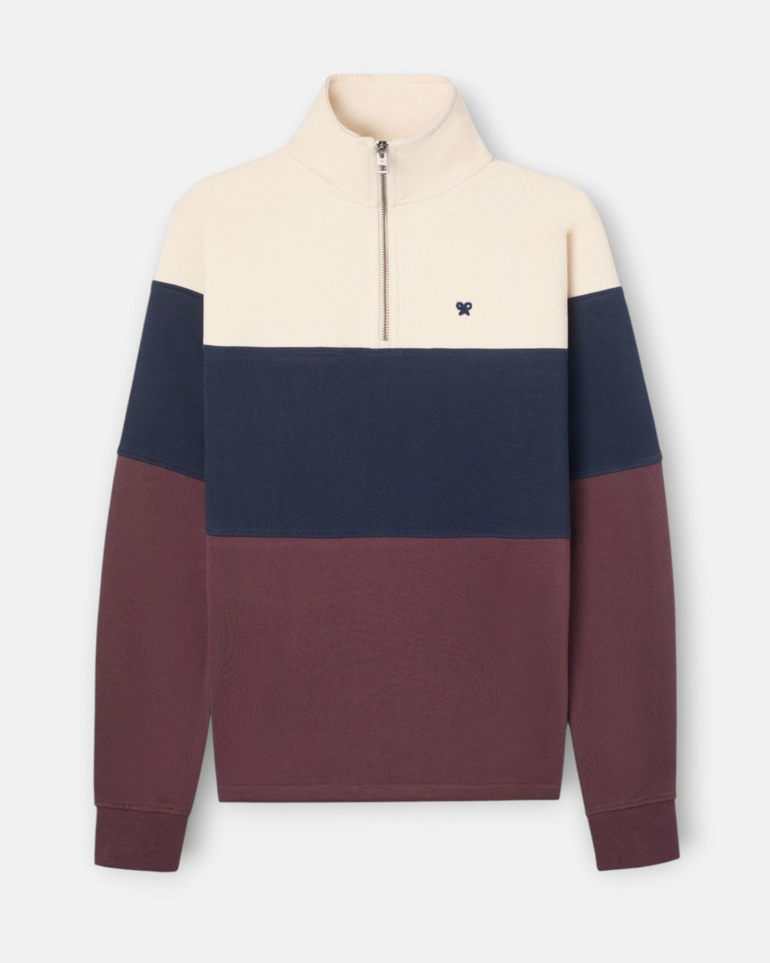 Sudadera de hombre media cremallera bloques - Silbon - Azul marino Azul marino-1