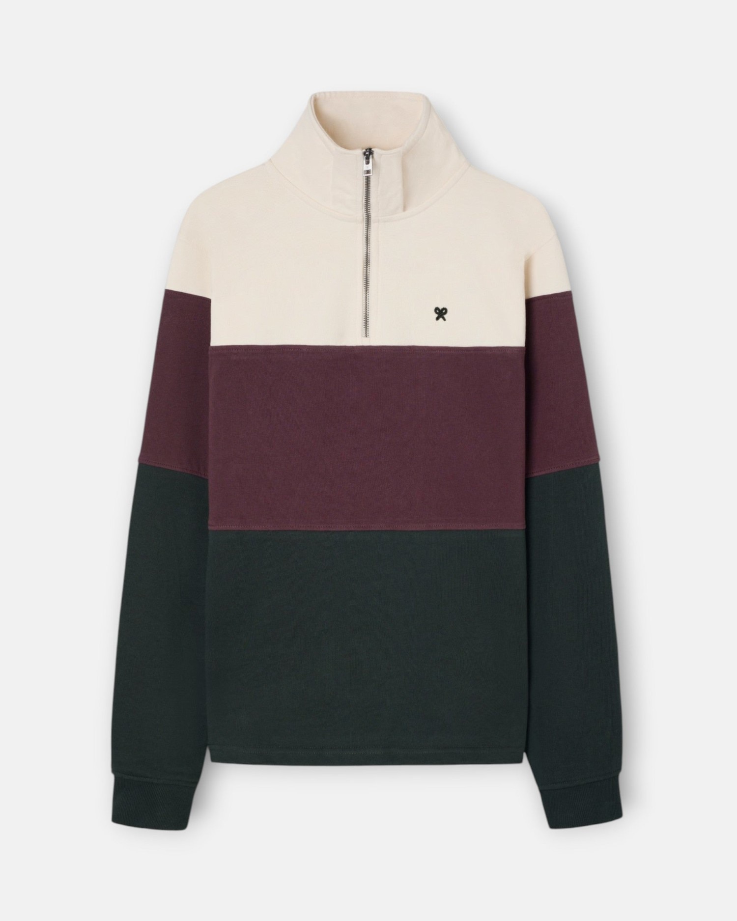 Sudadera de hombre de media cremallera con bloques - Silbon - Verde Verde-5