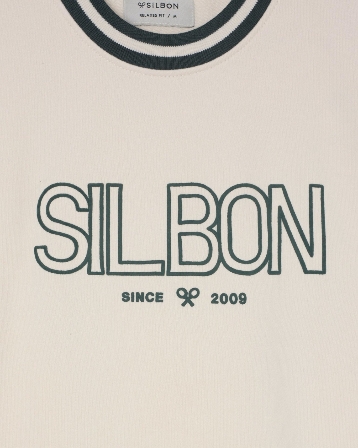 Sudadera de hombre relaxed fit retro ribs bicolor - Silbon - Crema Crema-2