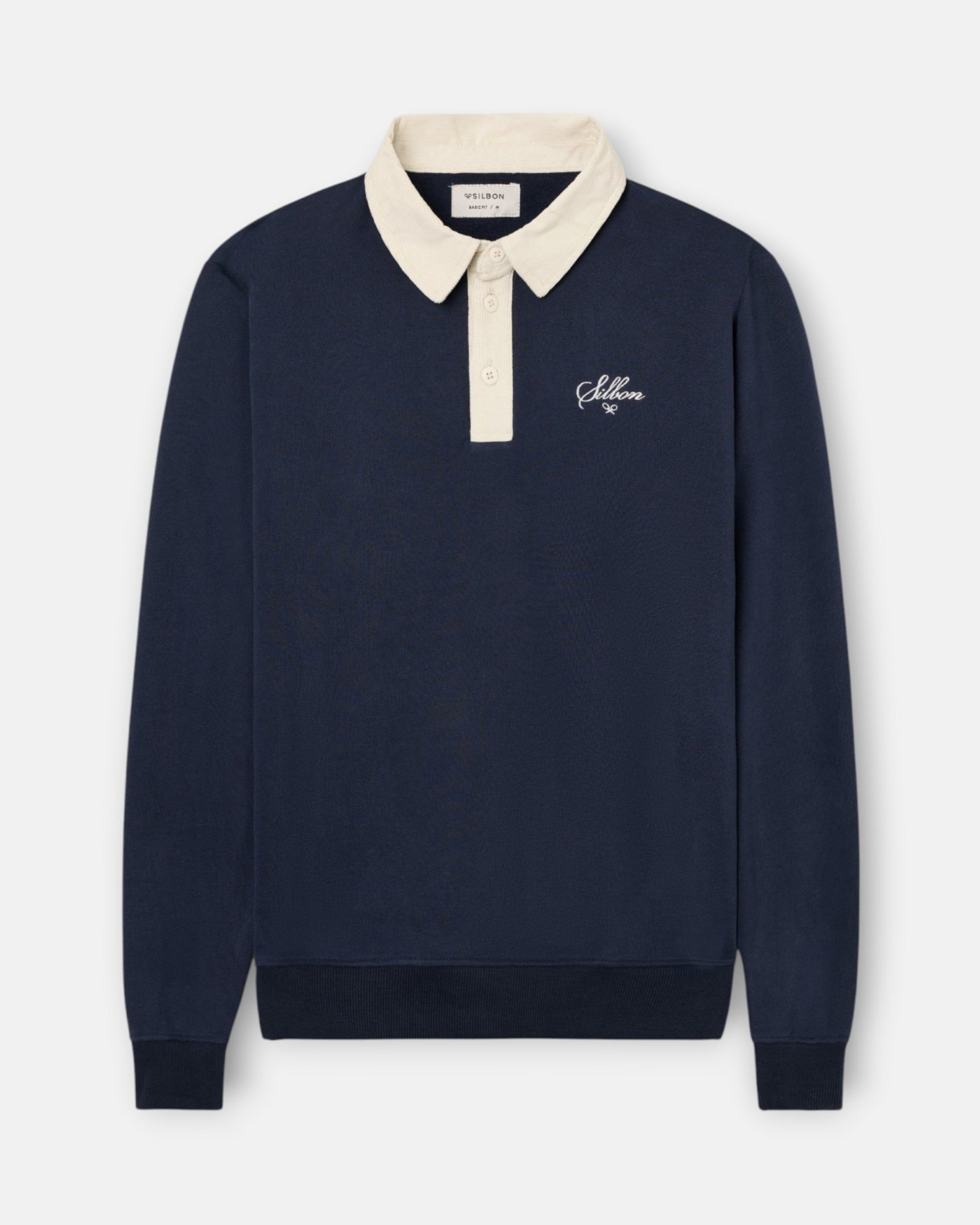 Imagen 1 de Sudadera de hombre con cuello polo y contraste de pana - Silbon - Azul marino Azul marino