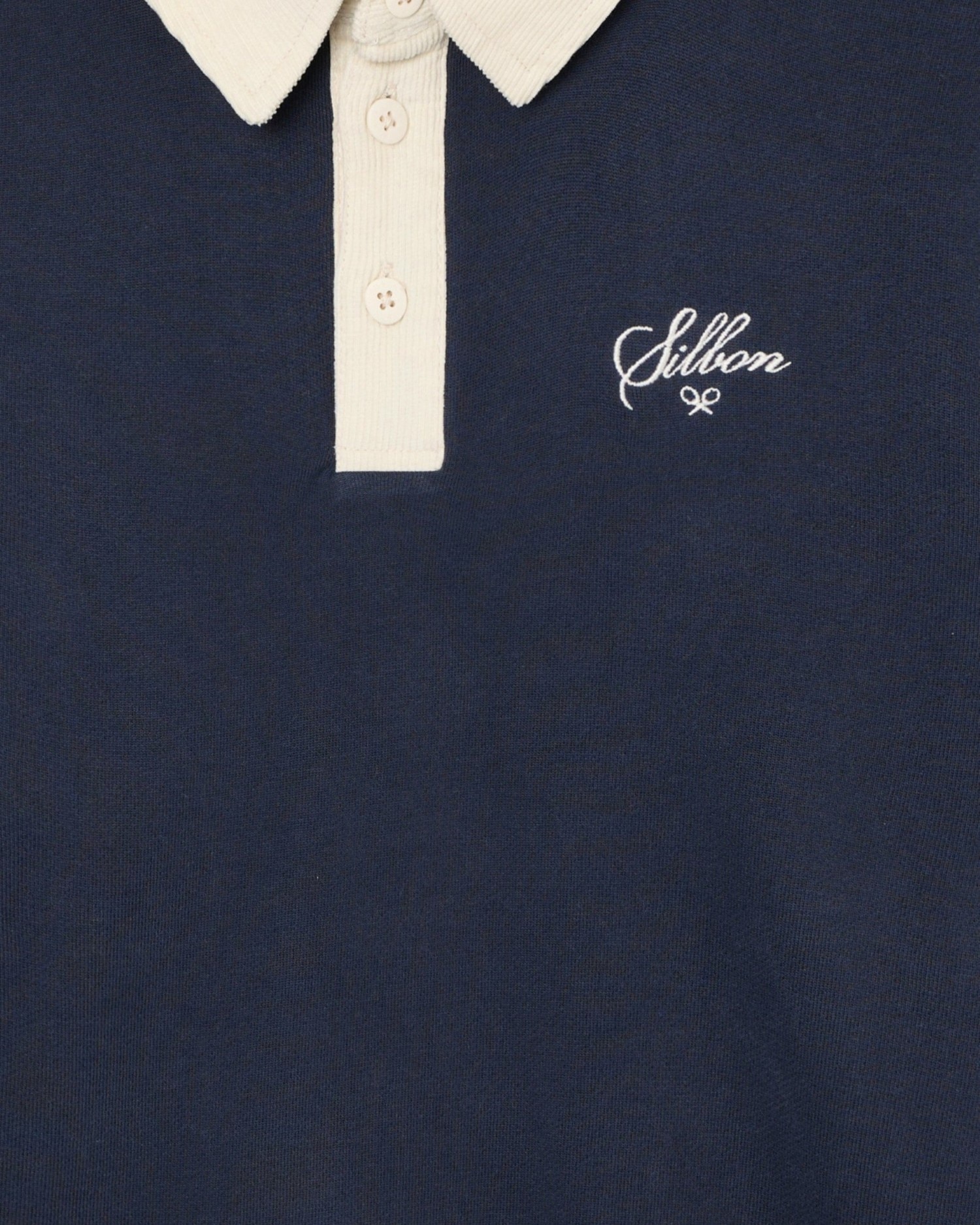 Imagen 2 de Sudadera de hombre con cuello polo y contraste de pana - Silbon - Azul marino Azul marino