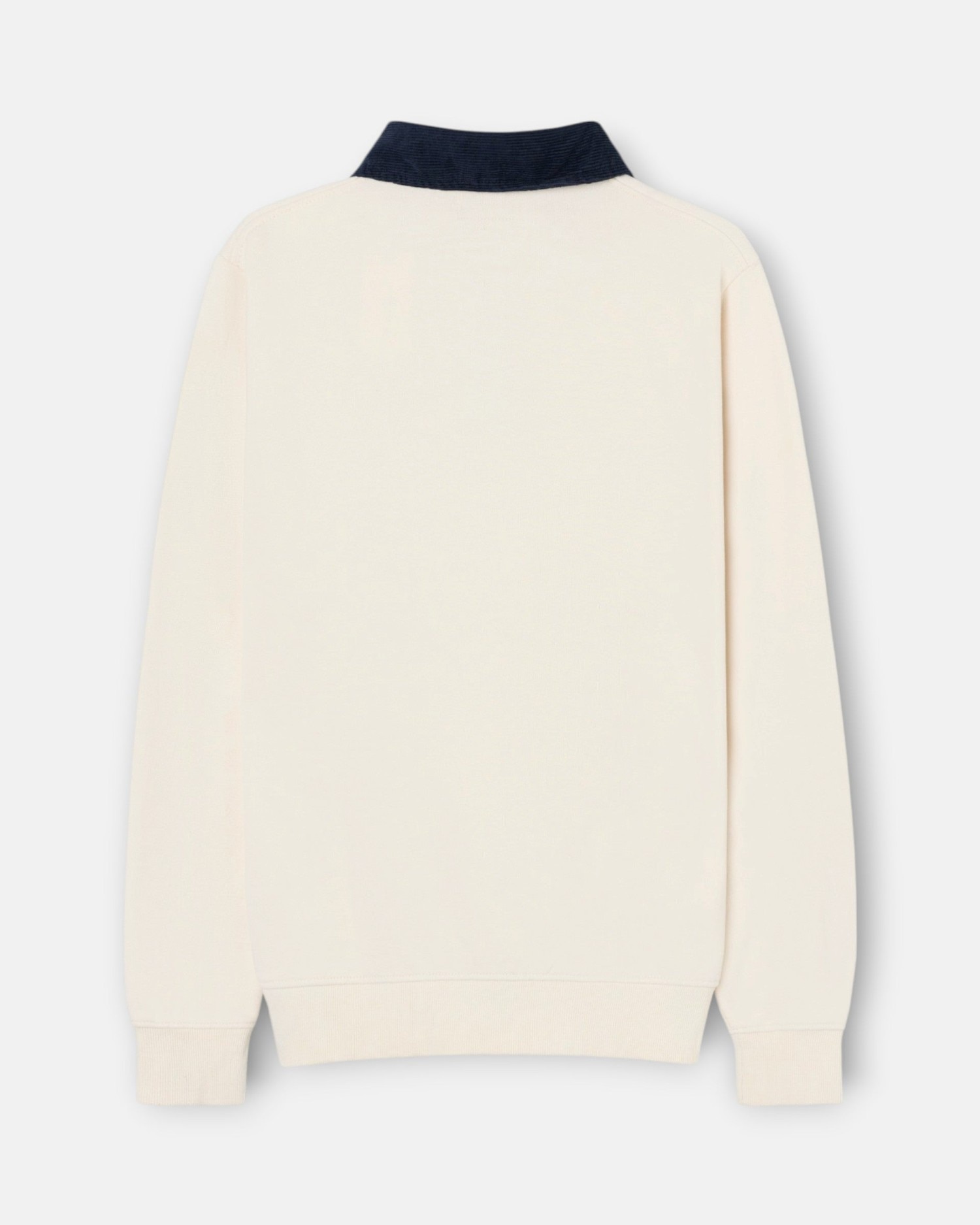 Imagen 3 de Sudadera de hombre con cuello polo y contraste de pana - Silbon - Crema Crema