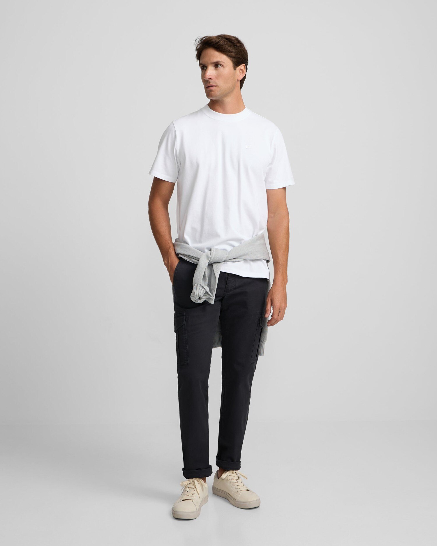Camiseta de hombre lisa con minilogo parche - Silbon - Blanco Blanco-2
