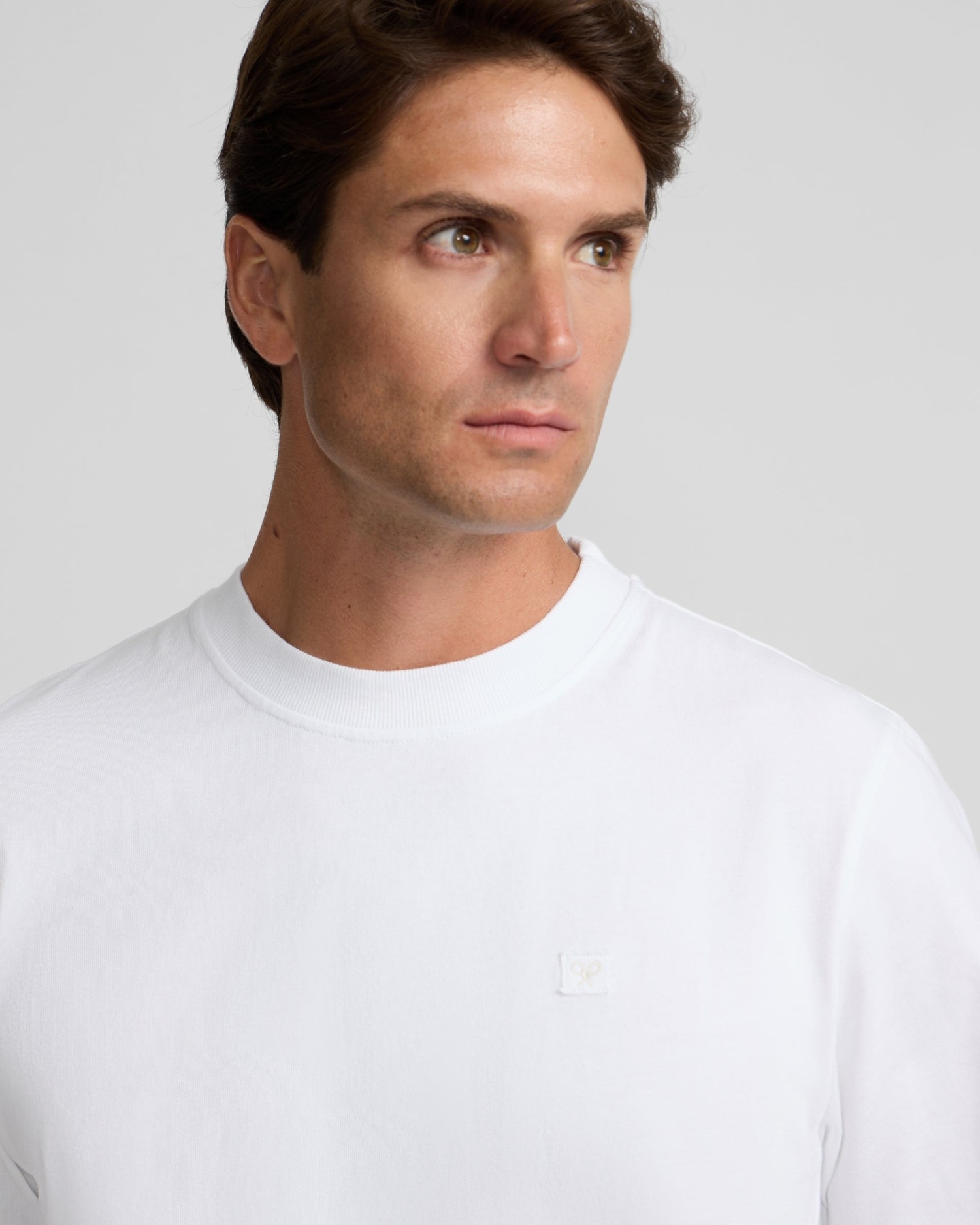Camiseta de hombre lisa con minilogo parche - Silbon - Blanco Blanco-3