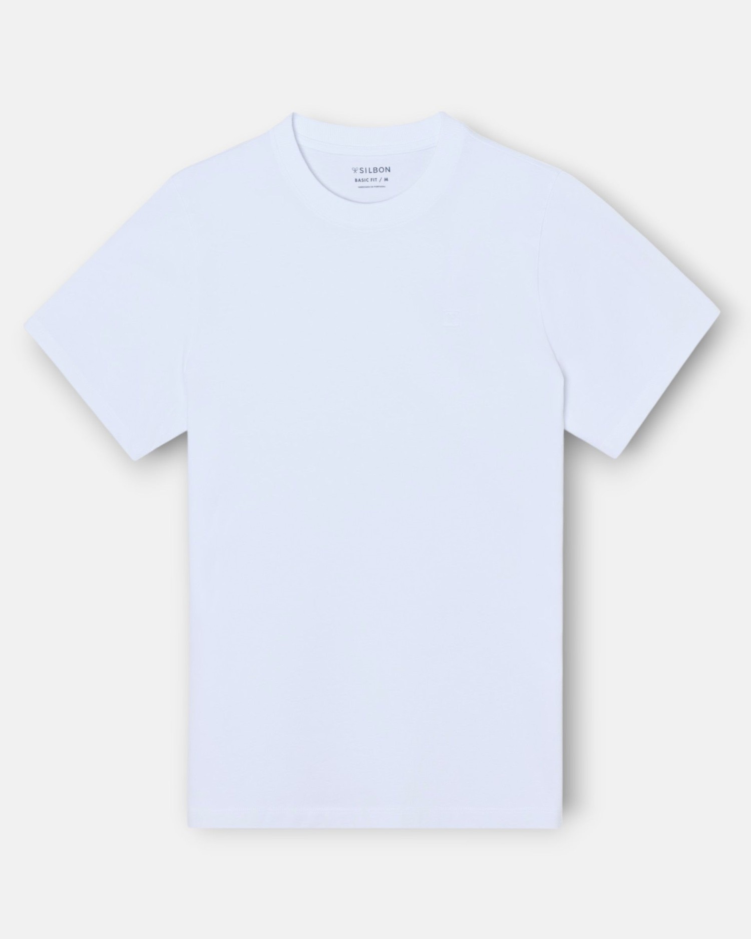 Camiseta de hombre lisa con minilogo parche - Silbon - Blanco Blanco-5
