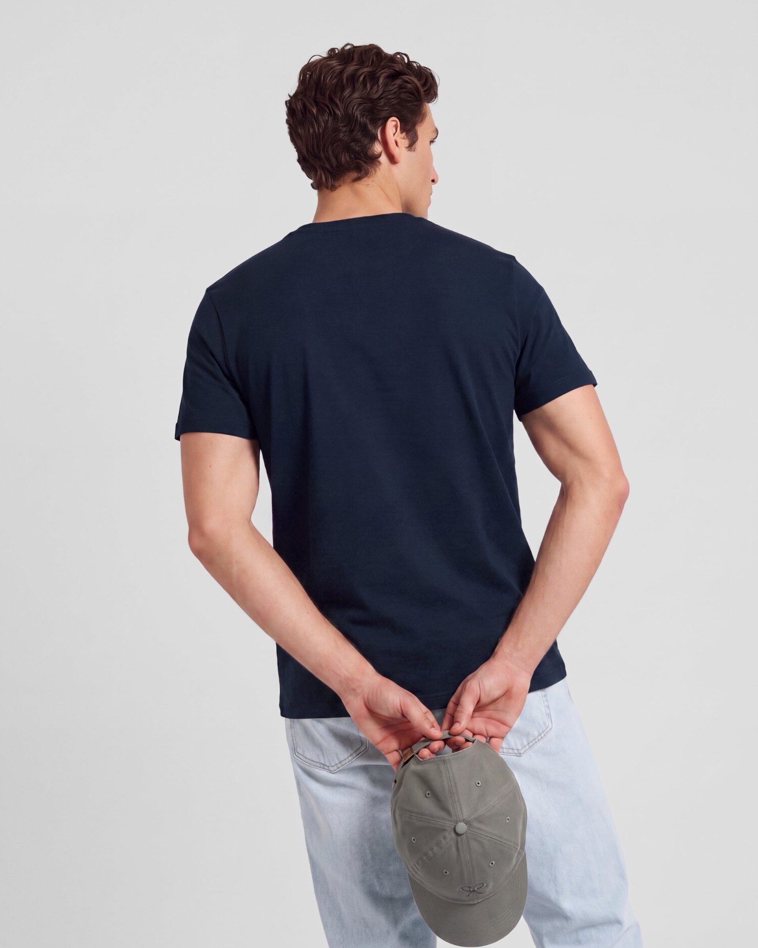 Camiseta de hombre lisa con minilogo parche - Silbon - Azul marino Azul marino-2
