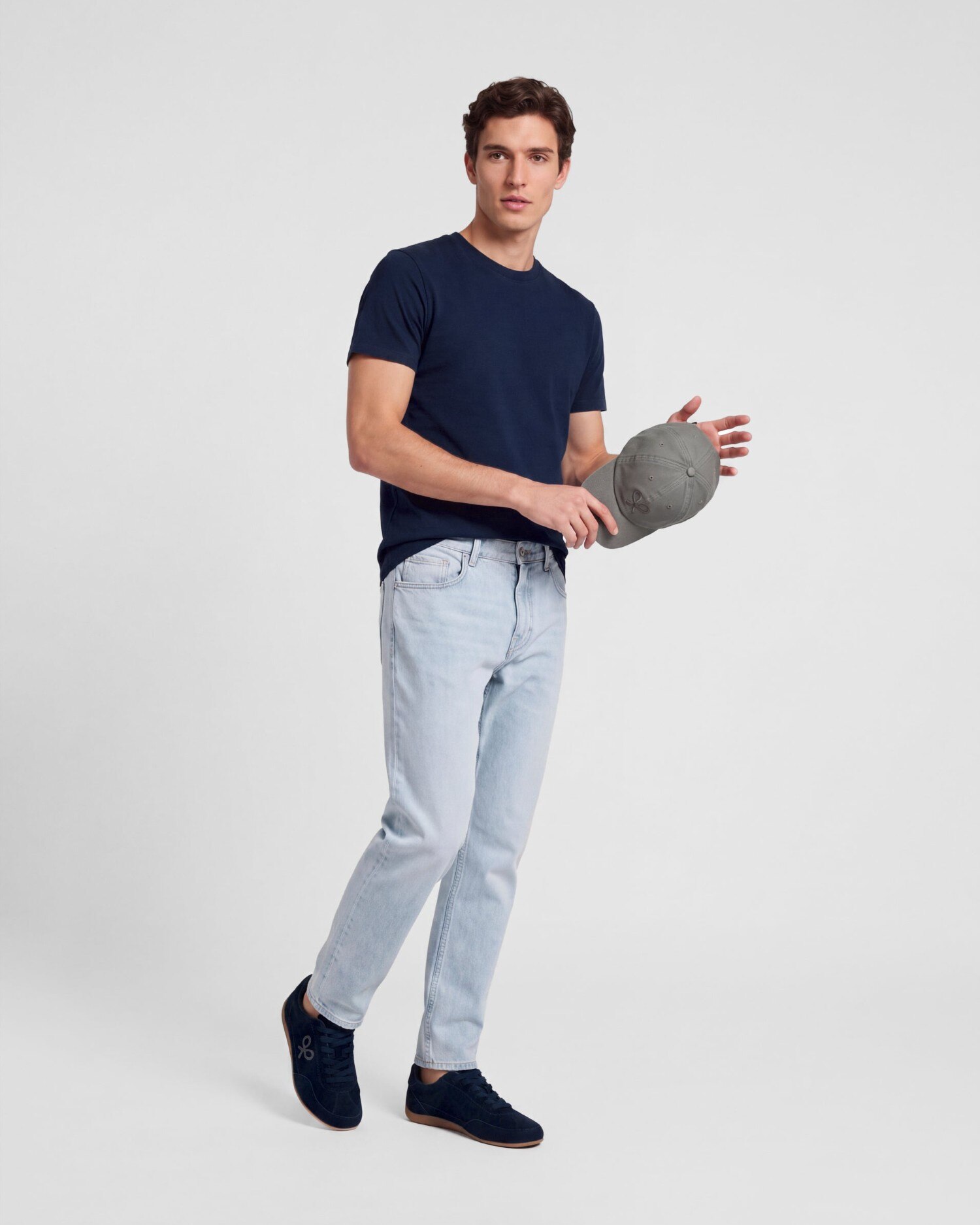 Camiseta de hombre lisa con minilogo parche - Silbon - Azul marino Azul marino-3