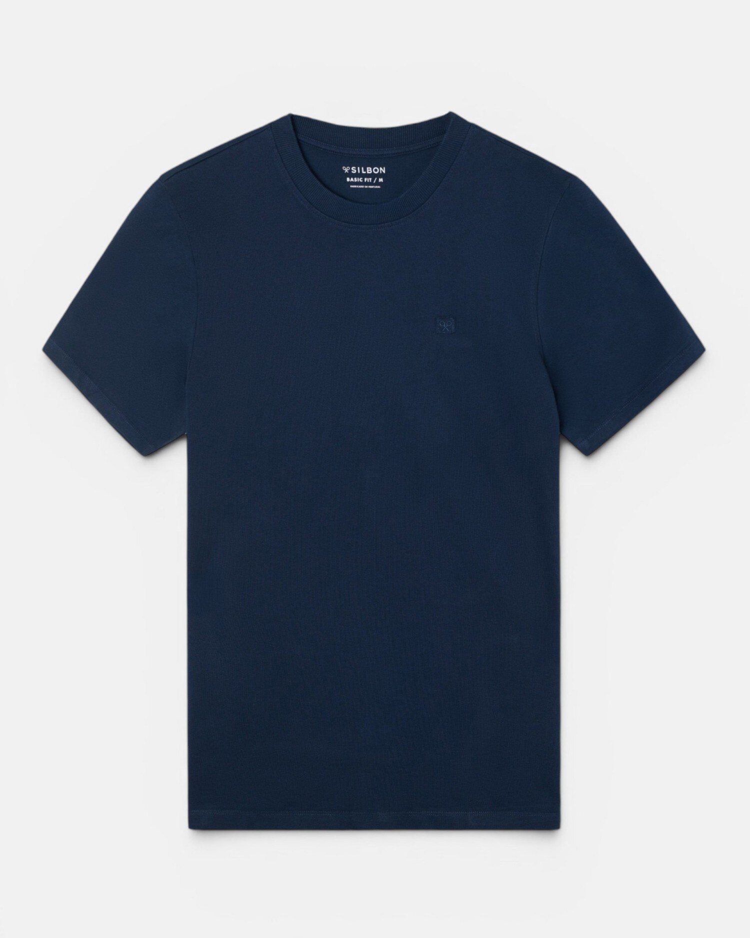 Camiseta de hombre lisa con minilogo parche - Silbon - Azul marino Azul marino-5