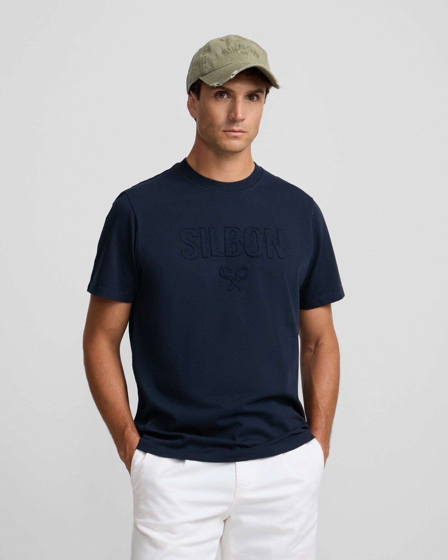 Camiseta de hombre silbon patch con logotipo en relieve - Azul marino Azul marino-1