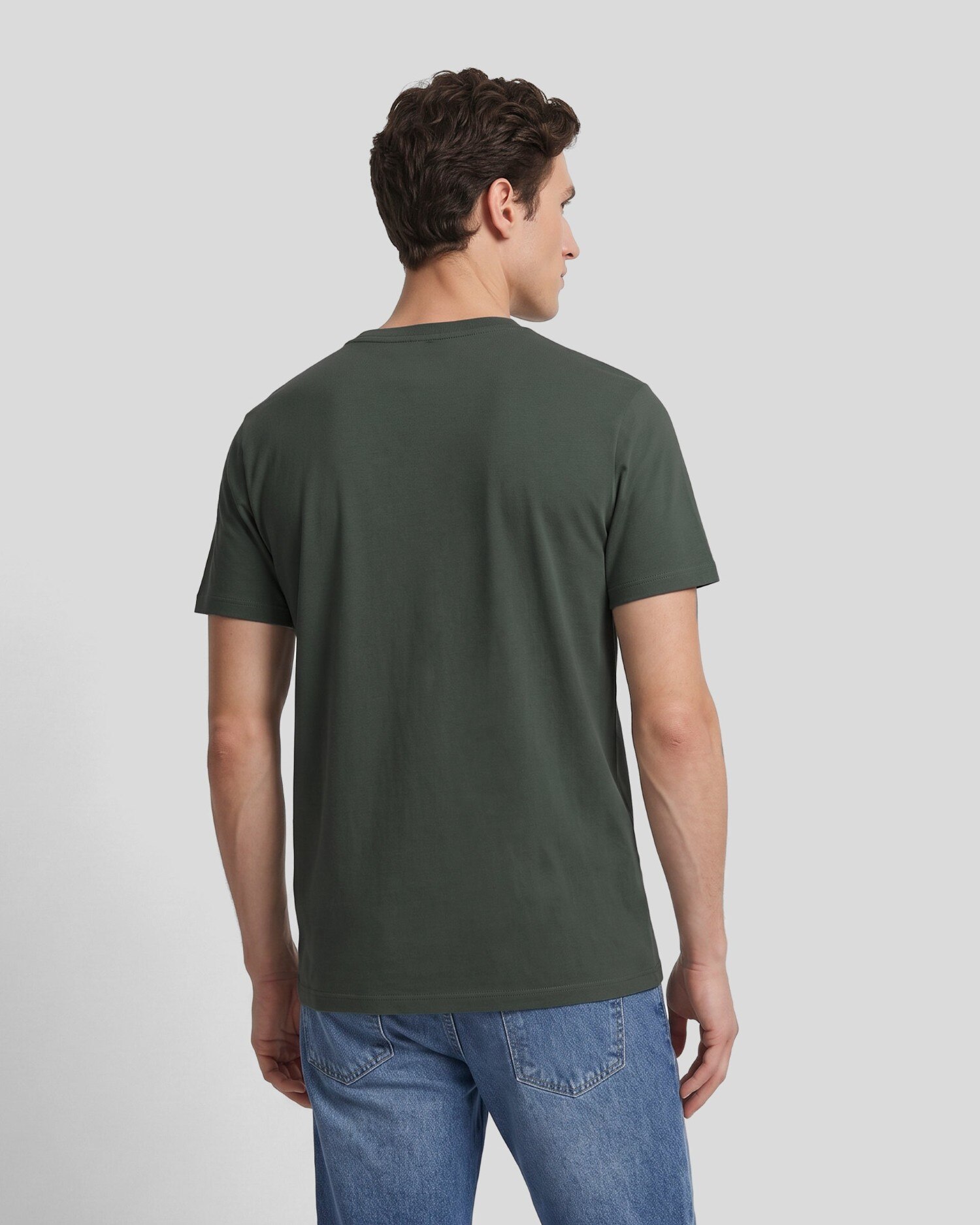 Camiseta de hombre lisa con minilogo parche - Silbon - Kaki Kaki-2