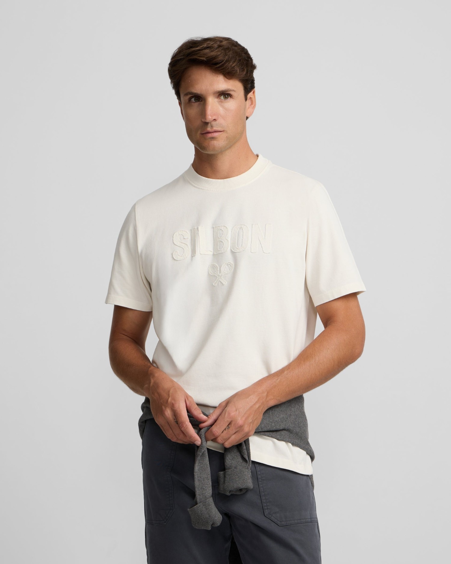 Camiseta de hombre silbon patch con logotipo en relieve - Crema Crema-1