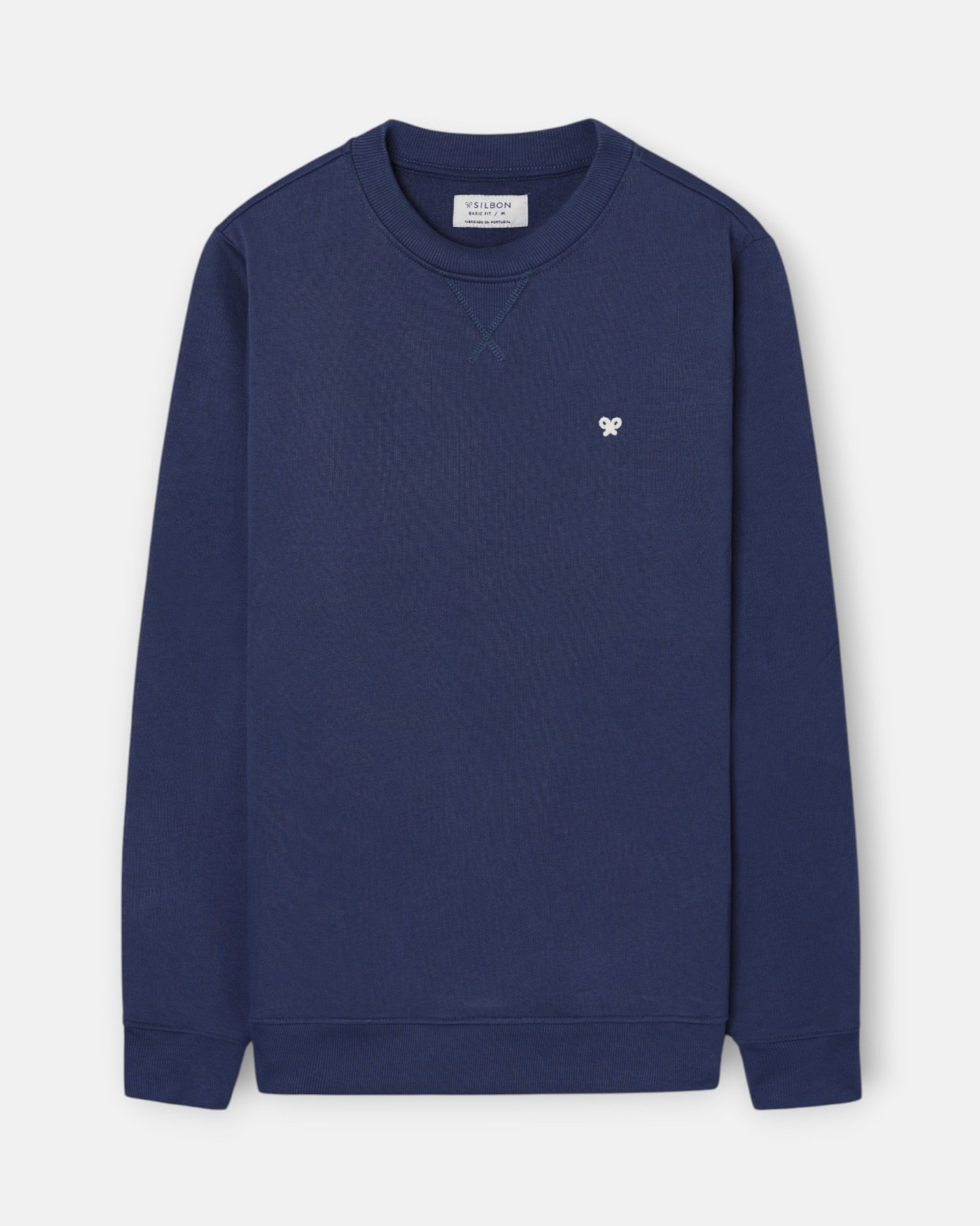 Imagen 1 de Sudadera de hombre lisa con minilogo de rizo - Silbon - Azul marino Azul marino