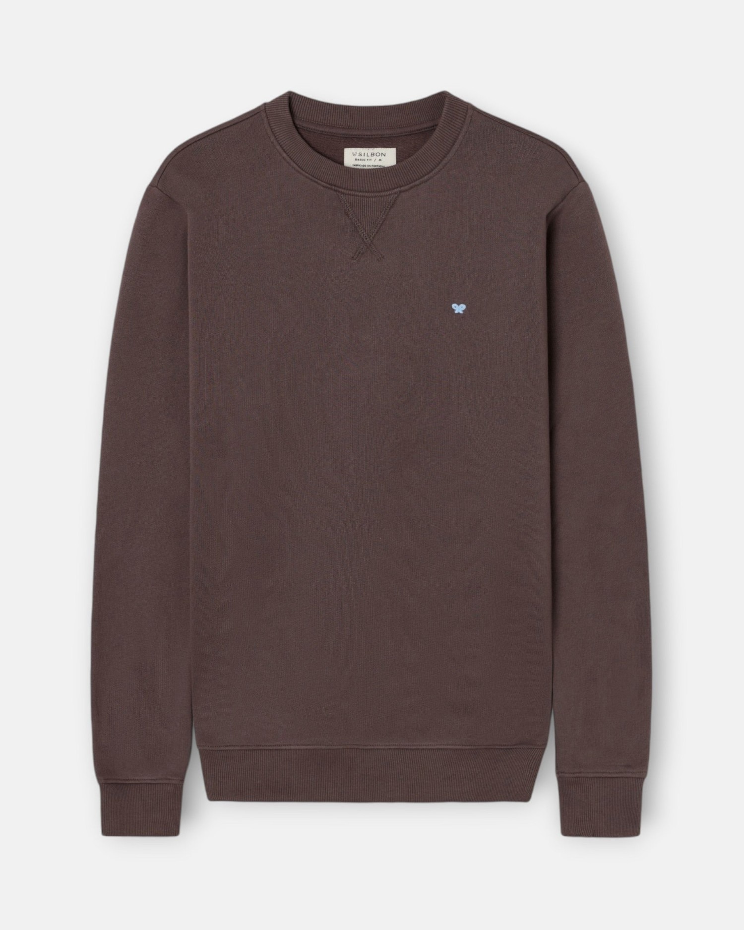 Imagen 1 de Sudadera de hombre lisa con minilogo de rizo - Silbon - Marrón Marrón