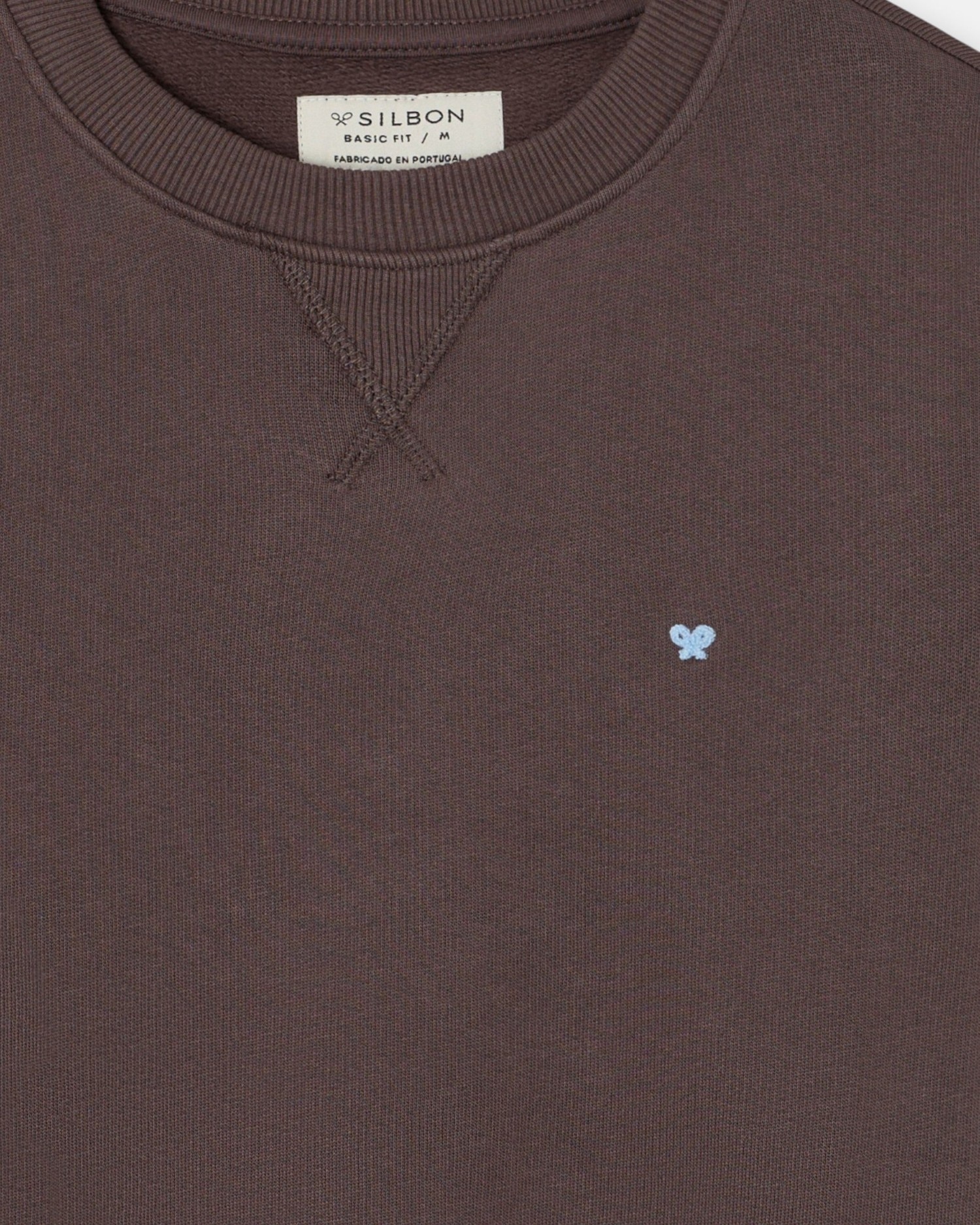 Imagen 2 de Sudadera de hombre lisa con minilogo de rizo - Silbon - Marrón Marrón