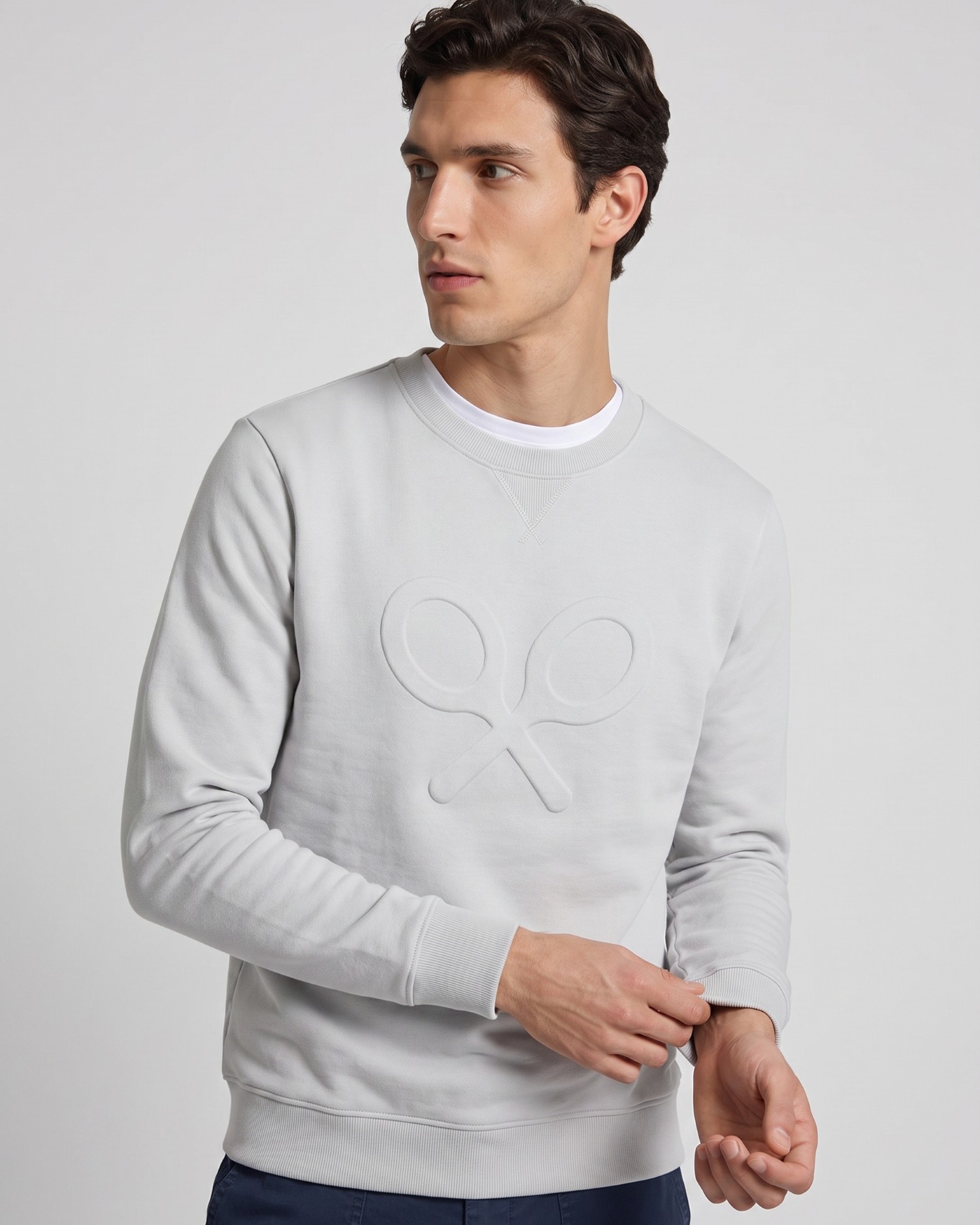 Imagen 0 de Sudadera clásica de hombre con logo en relieve Gris claro