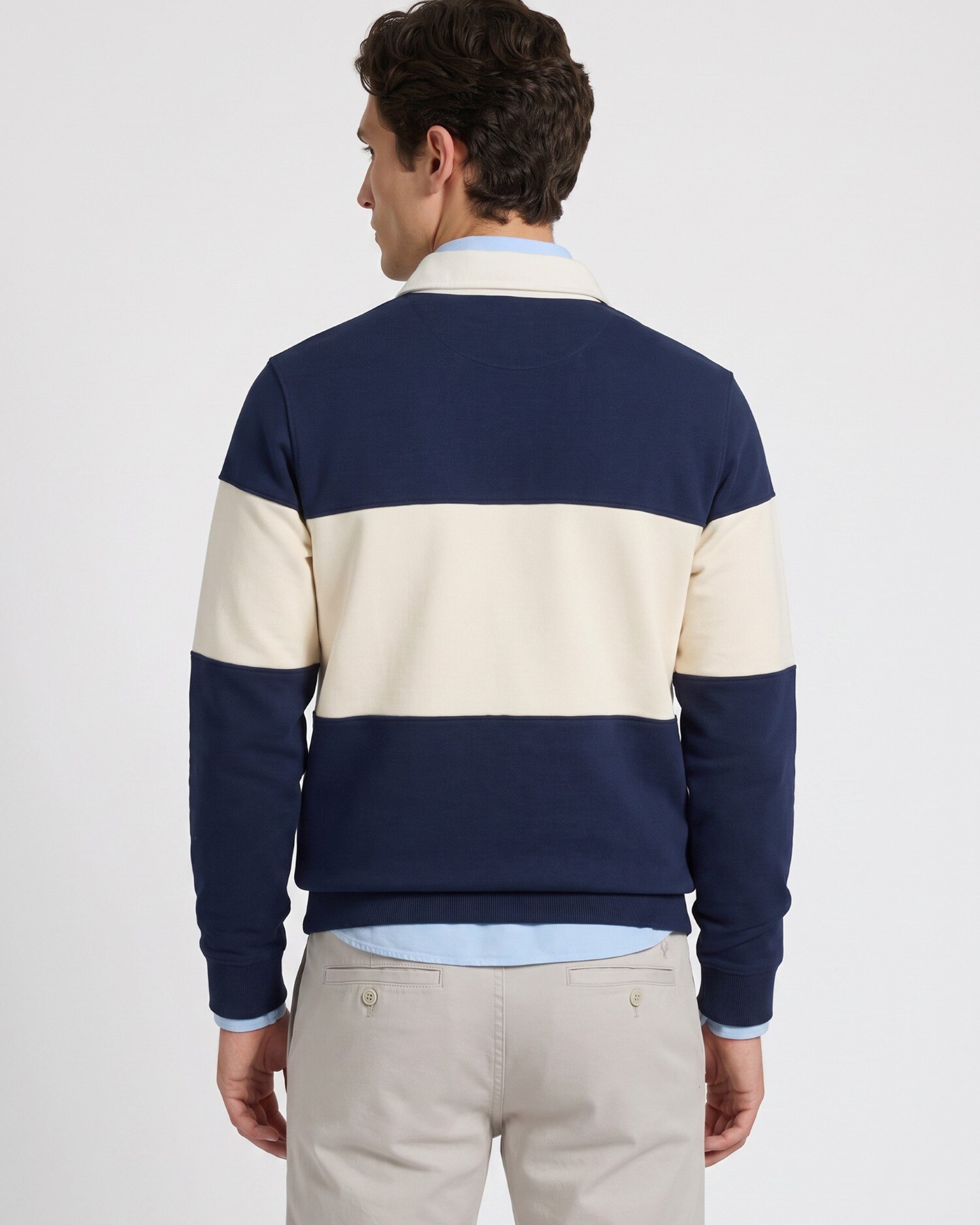 Imagen 2 de Sudadera relaxed de hombre con cuello polo - Silbon - Azul marino Azul marino