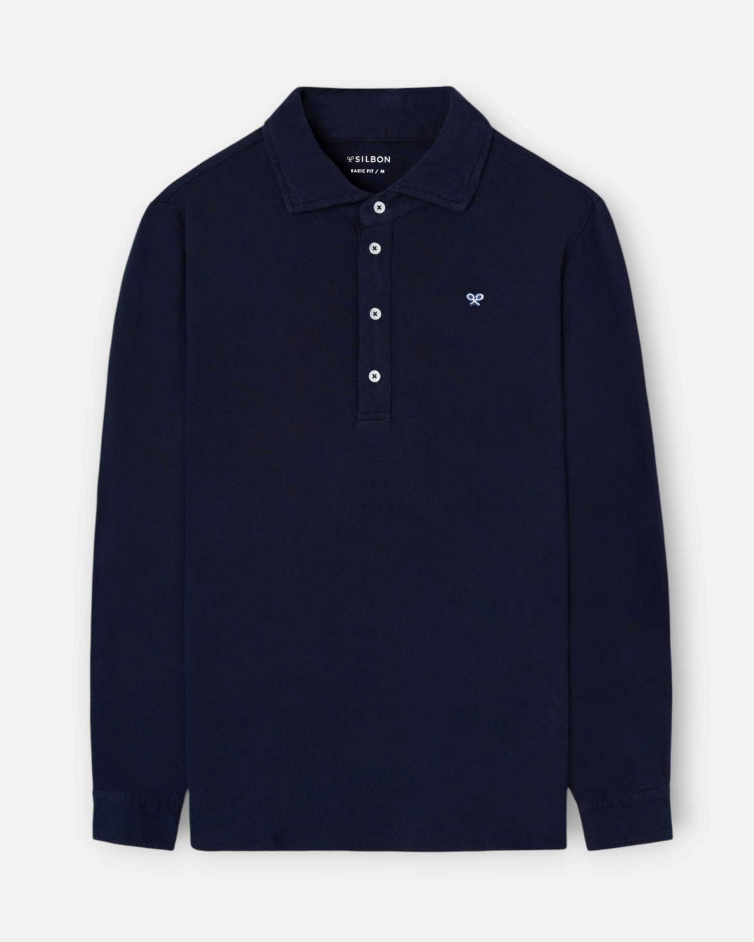 Polo de hombre de manga larga - Silbon - Azul marino Azul marino-1