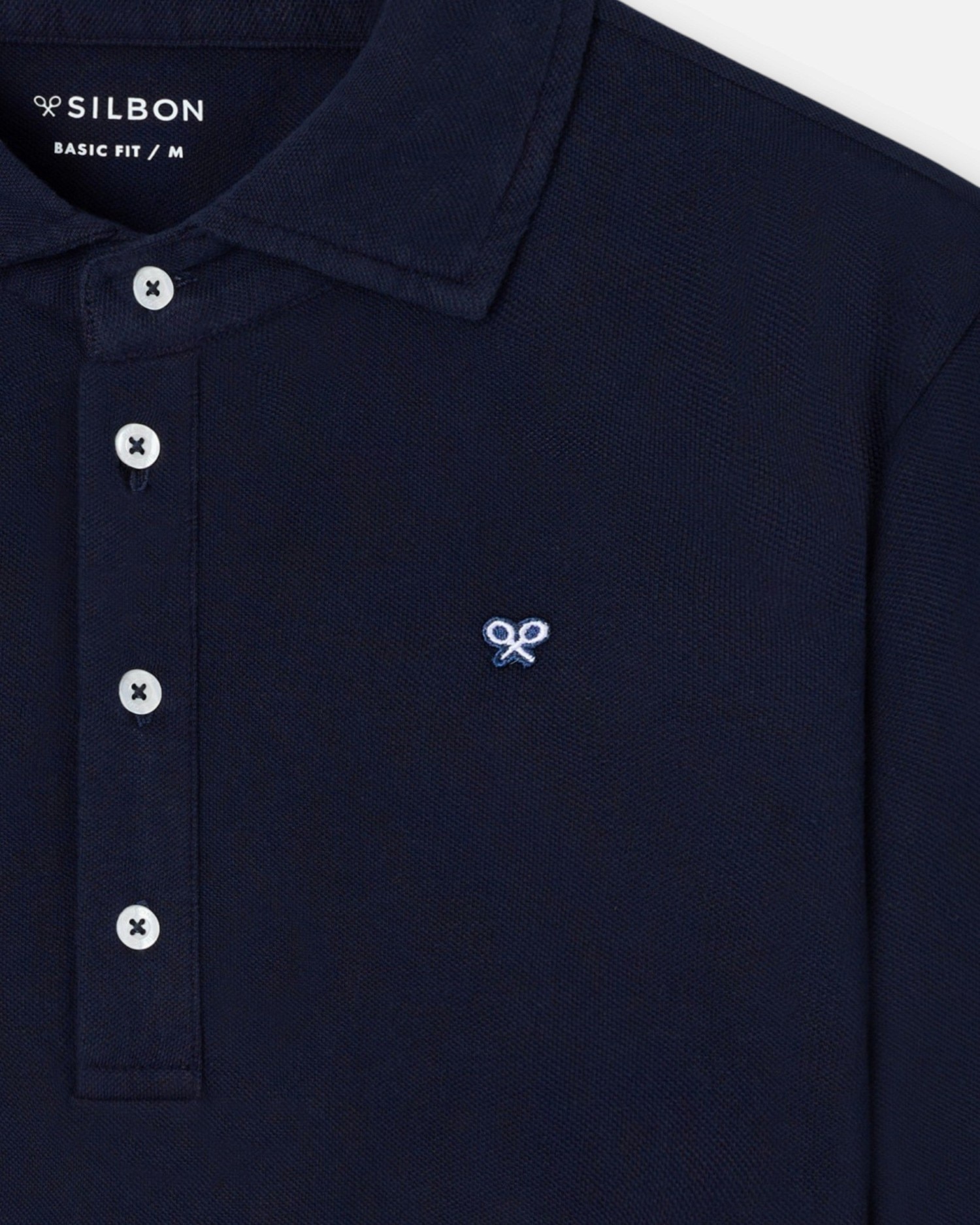 Polo de hombre de manga larga - Silbon - Azul marino Azul marino-3