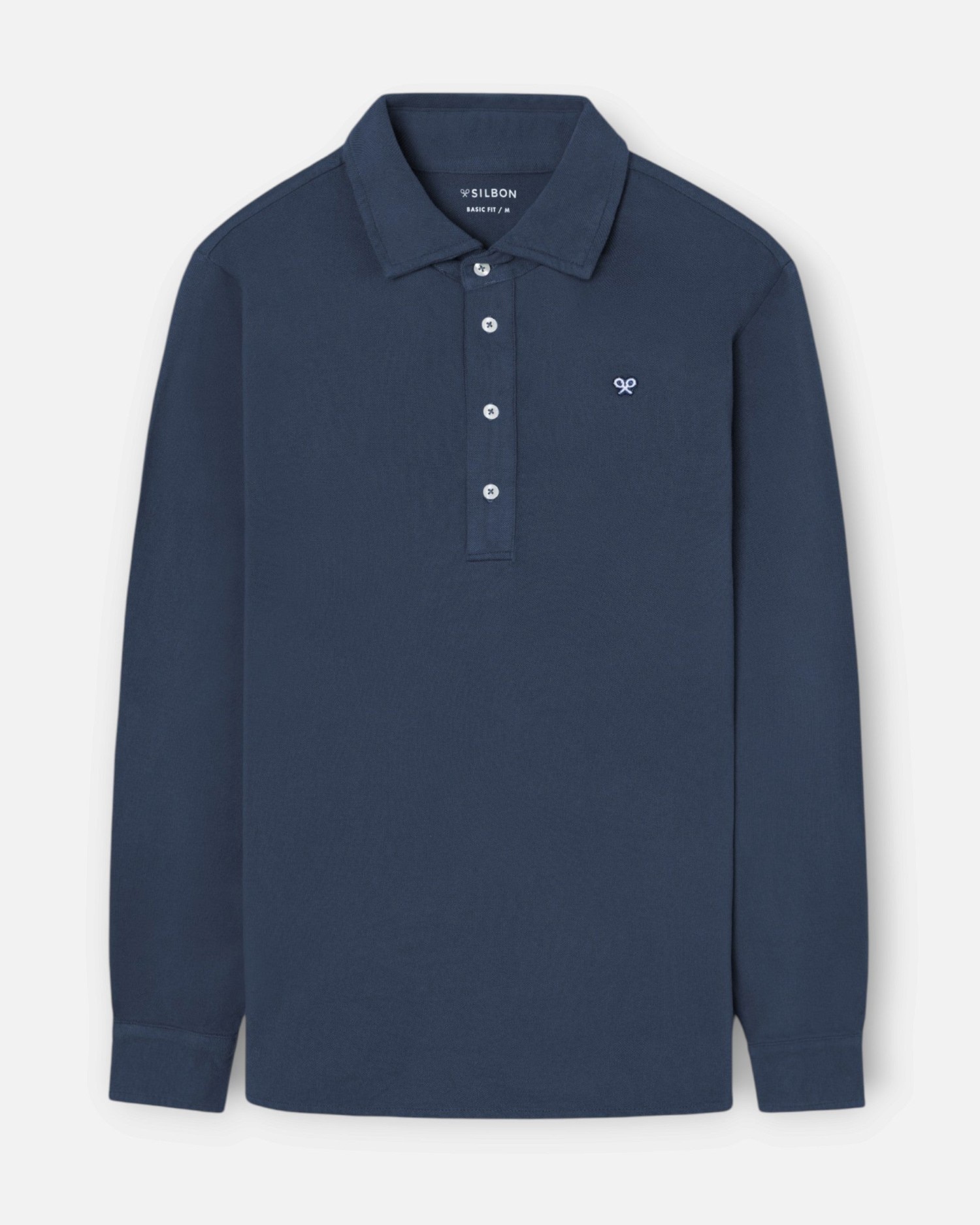 Polo de hombre de manga larga - Silbon - Petróleo Petróleo-1