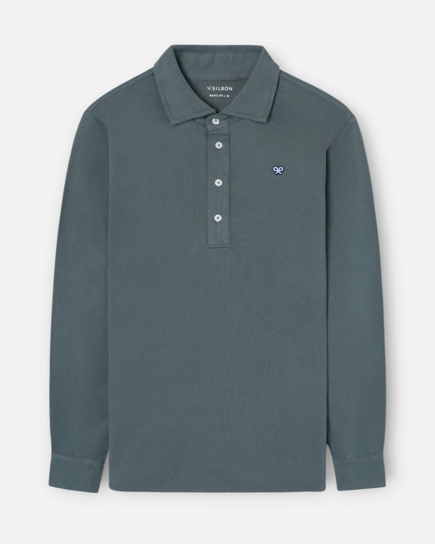 Polo de hombre de manga larga - Silbon - Verde oscuro Verde oscuro-1