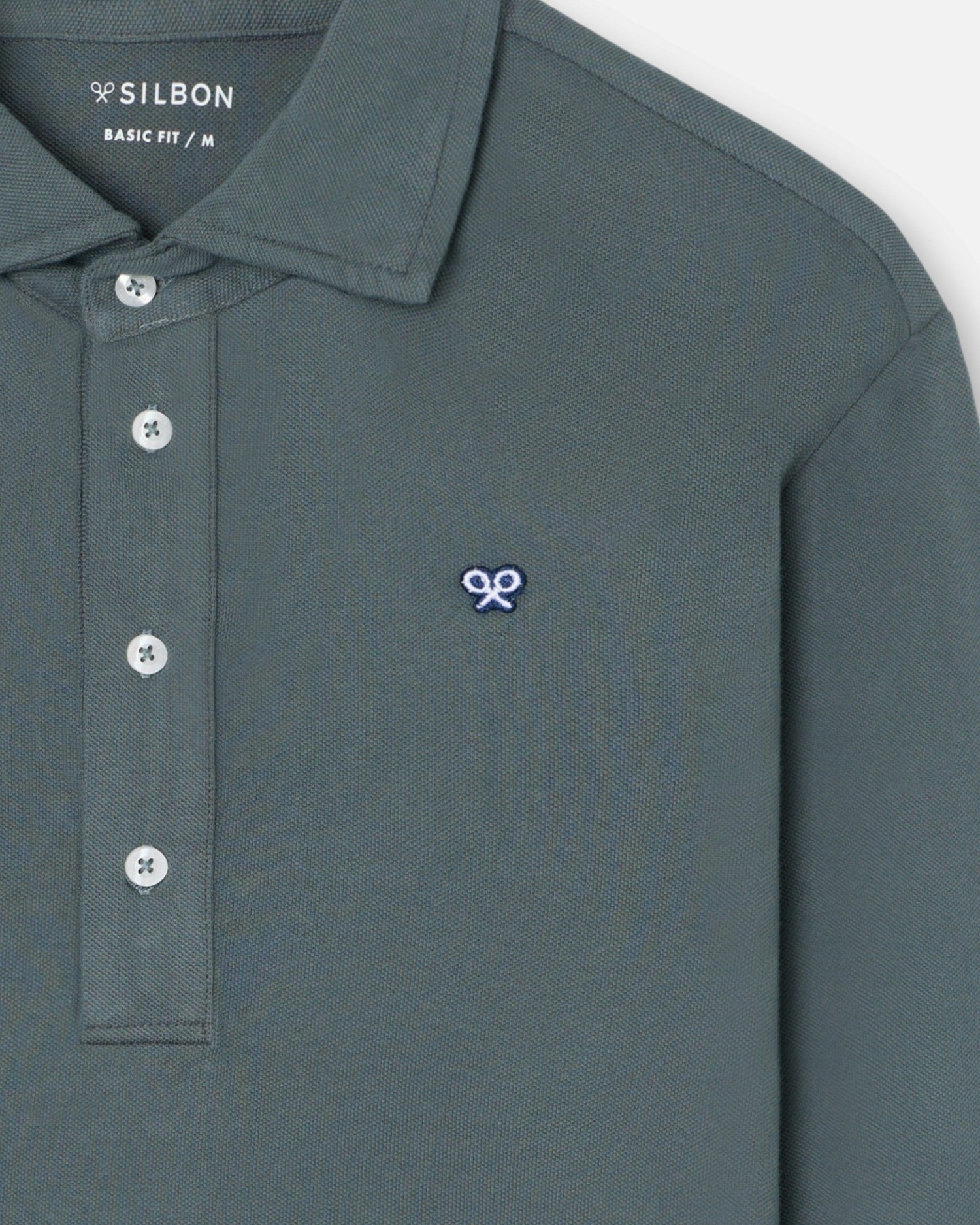 Polo de hombre de manga larga - Silbon - Verde oscuro Verde oscuro-3