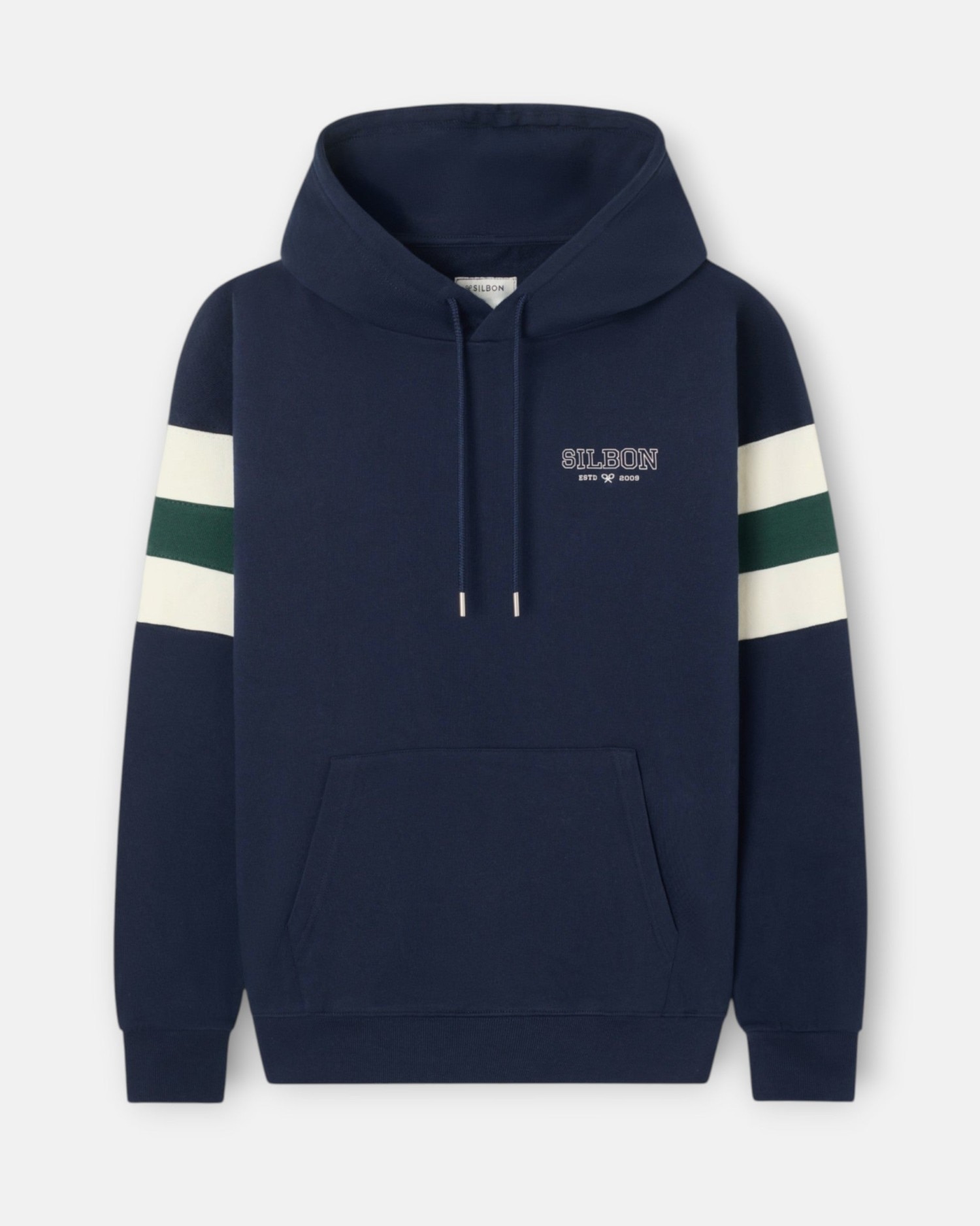 Sudadera de hombre capucha relaxed franjas - Silbon - Azul marino Azul marino-1