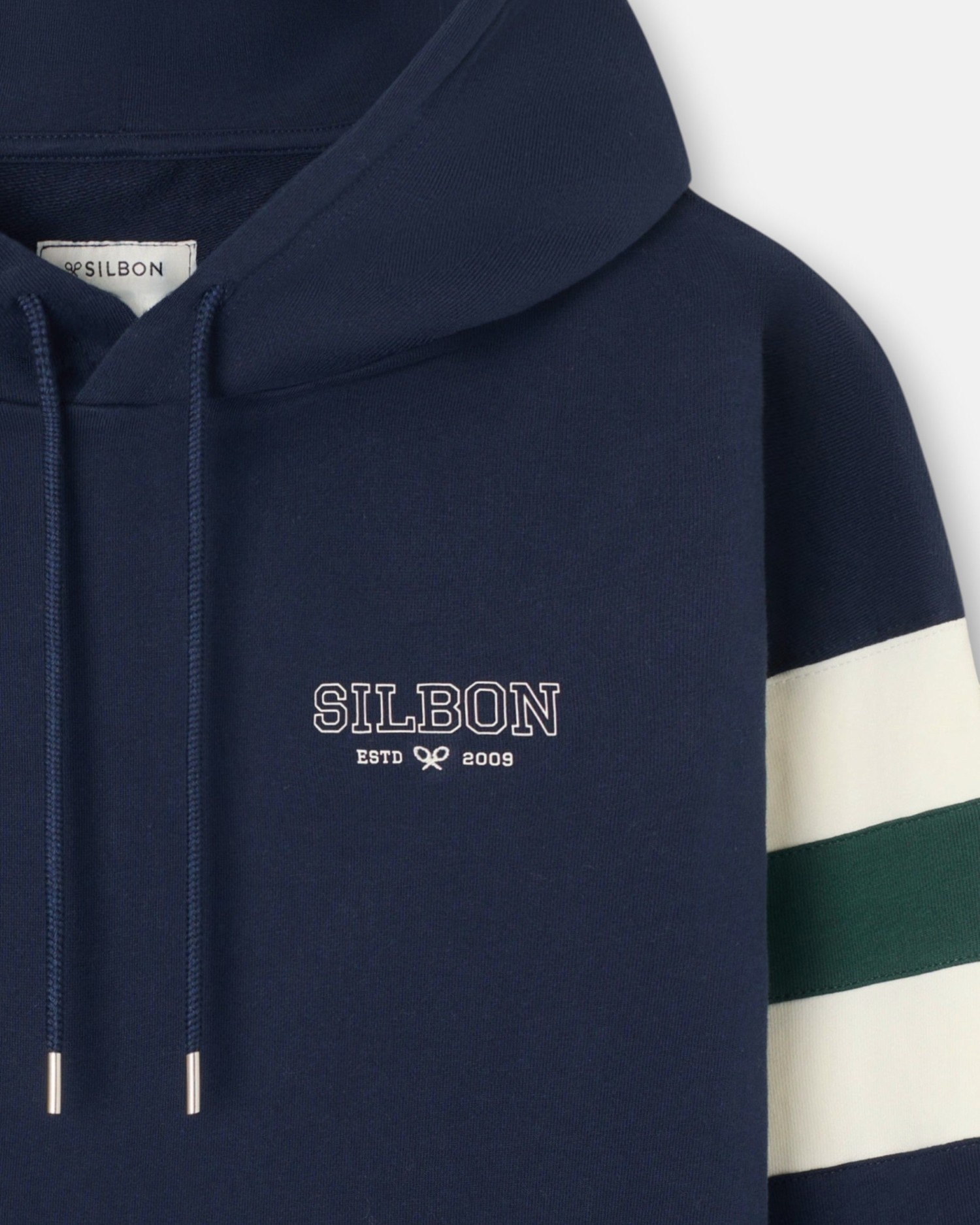Sudadera de hombre capucha relaxed franjas - Silbon - Azul marino Azul marino-3