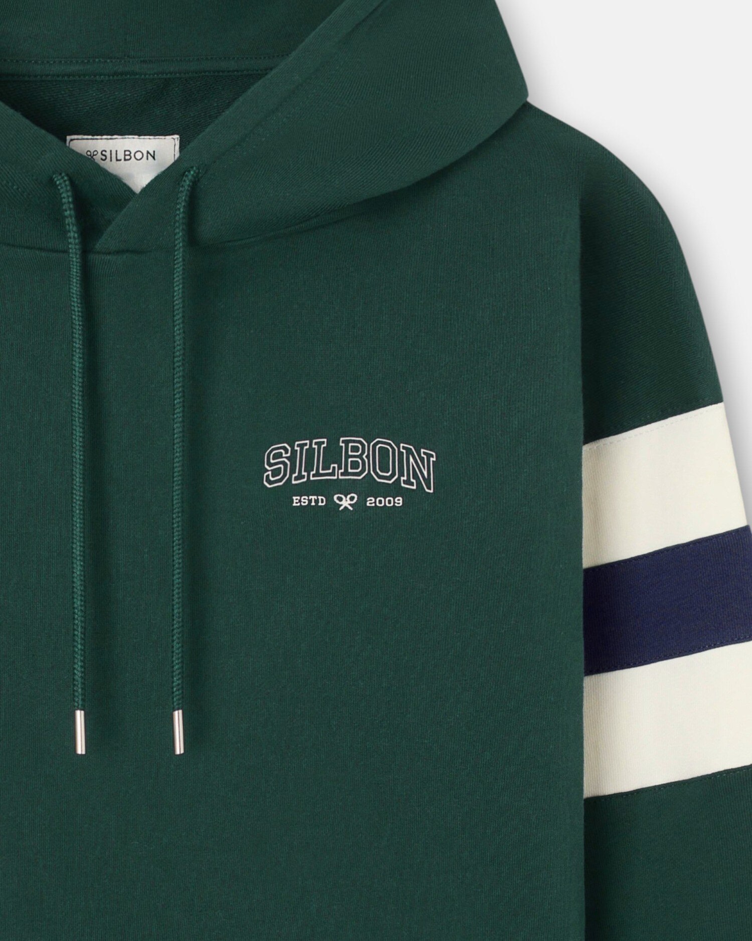 Sudadera de hombre capucha relaxed franjas - Silbon - Verde oscuro Verde oscuro-3