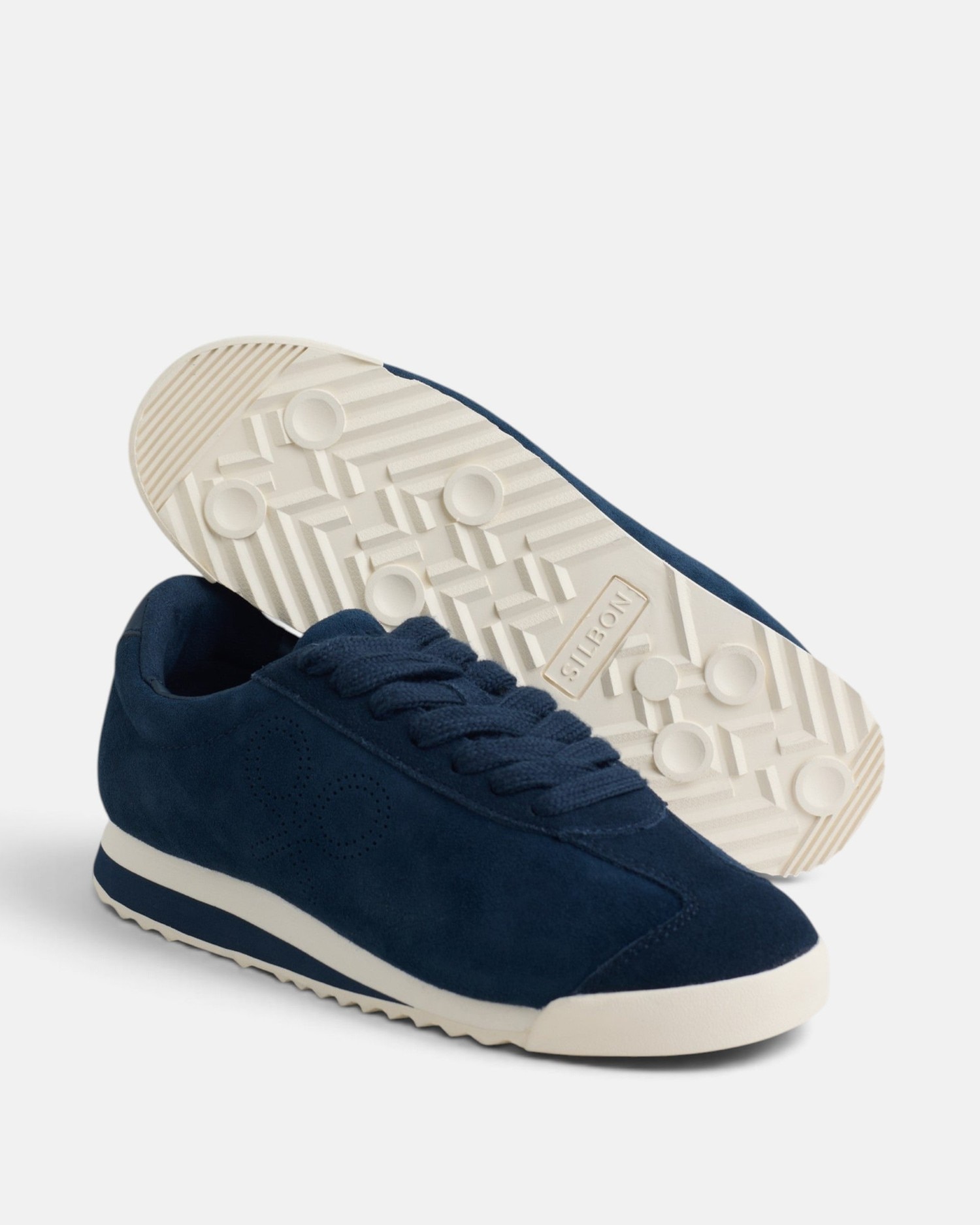 Zapatilla retro serraje perforado - Silbon - Azul marino Azul marino-4