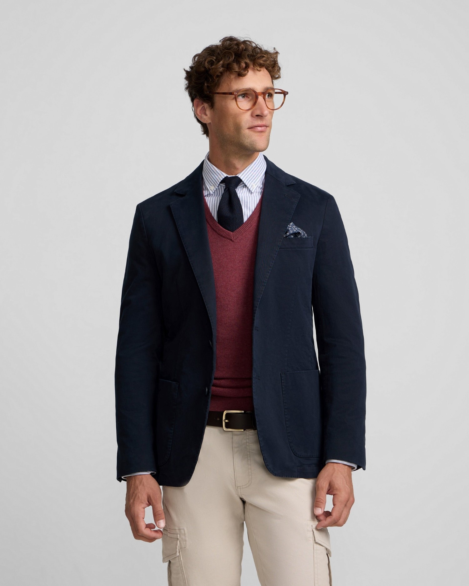 Americana casual de hombre de corte recto - Silbon - Azul marino Azul marino-3