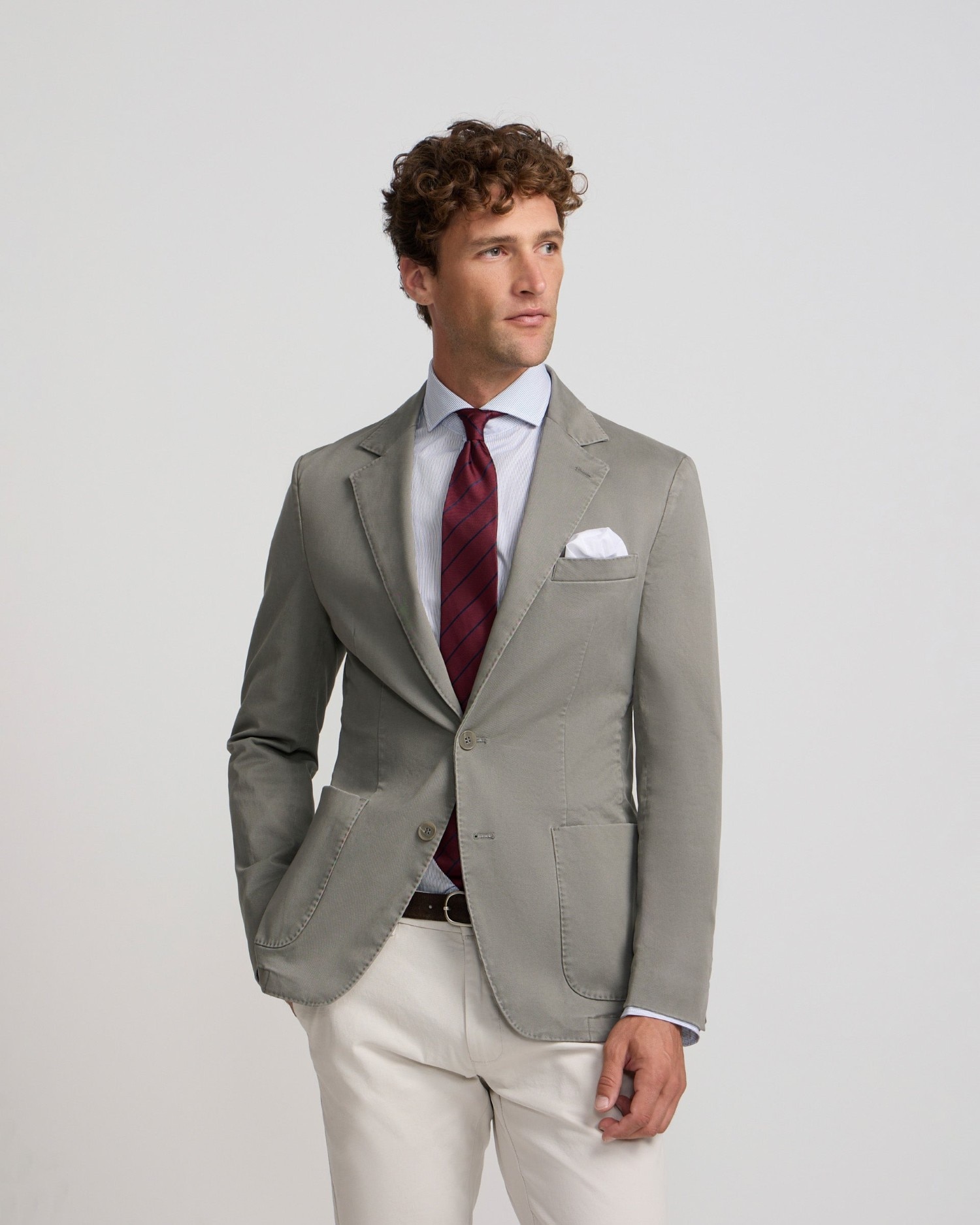 Americana casual de hombre de corte recto - Silbon - Kaki Kaki-1